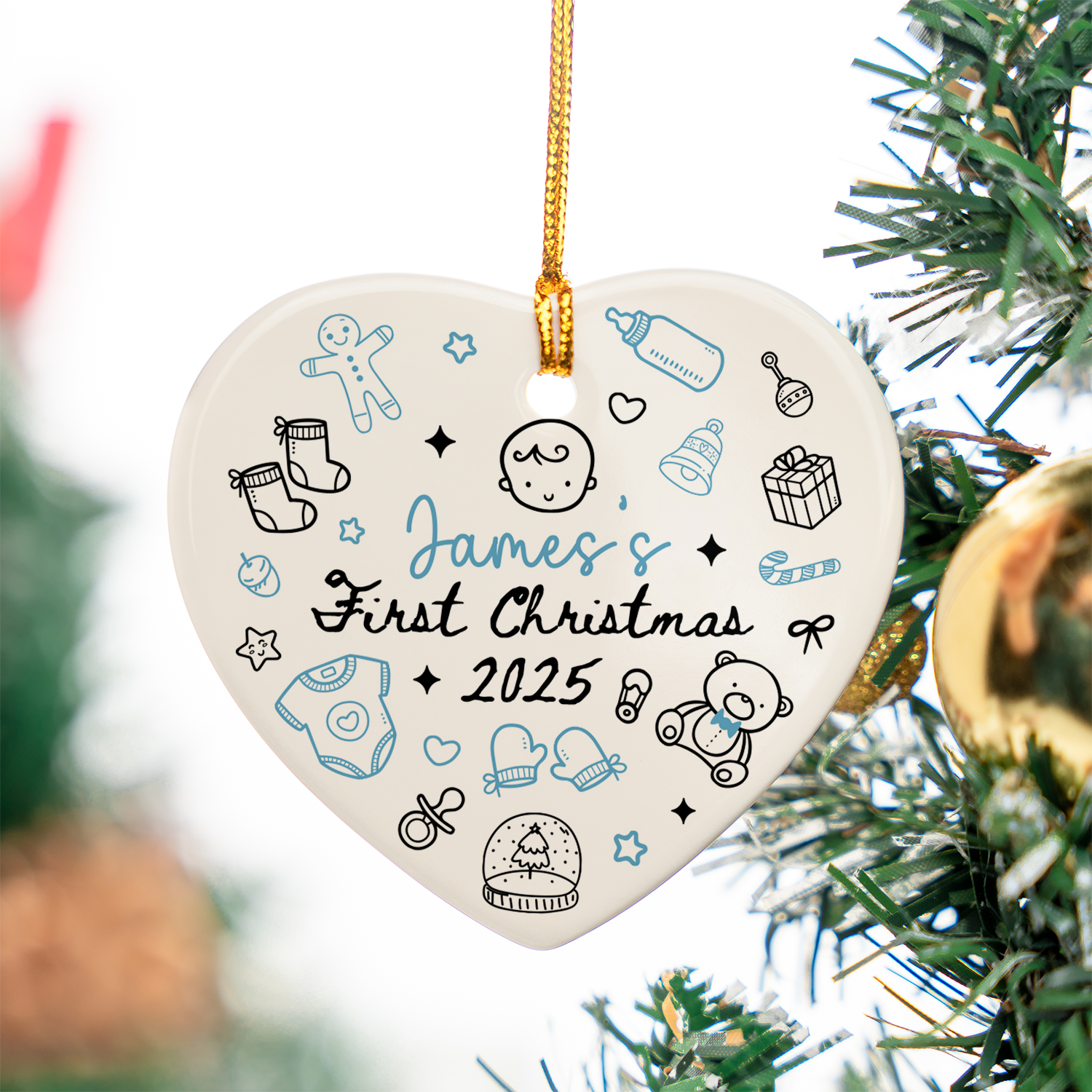 Baby Boy Xmas Personalized Custom Ceramic Ornament