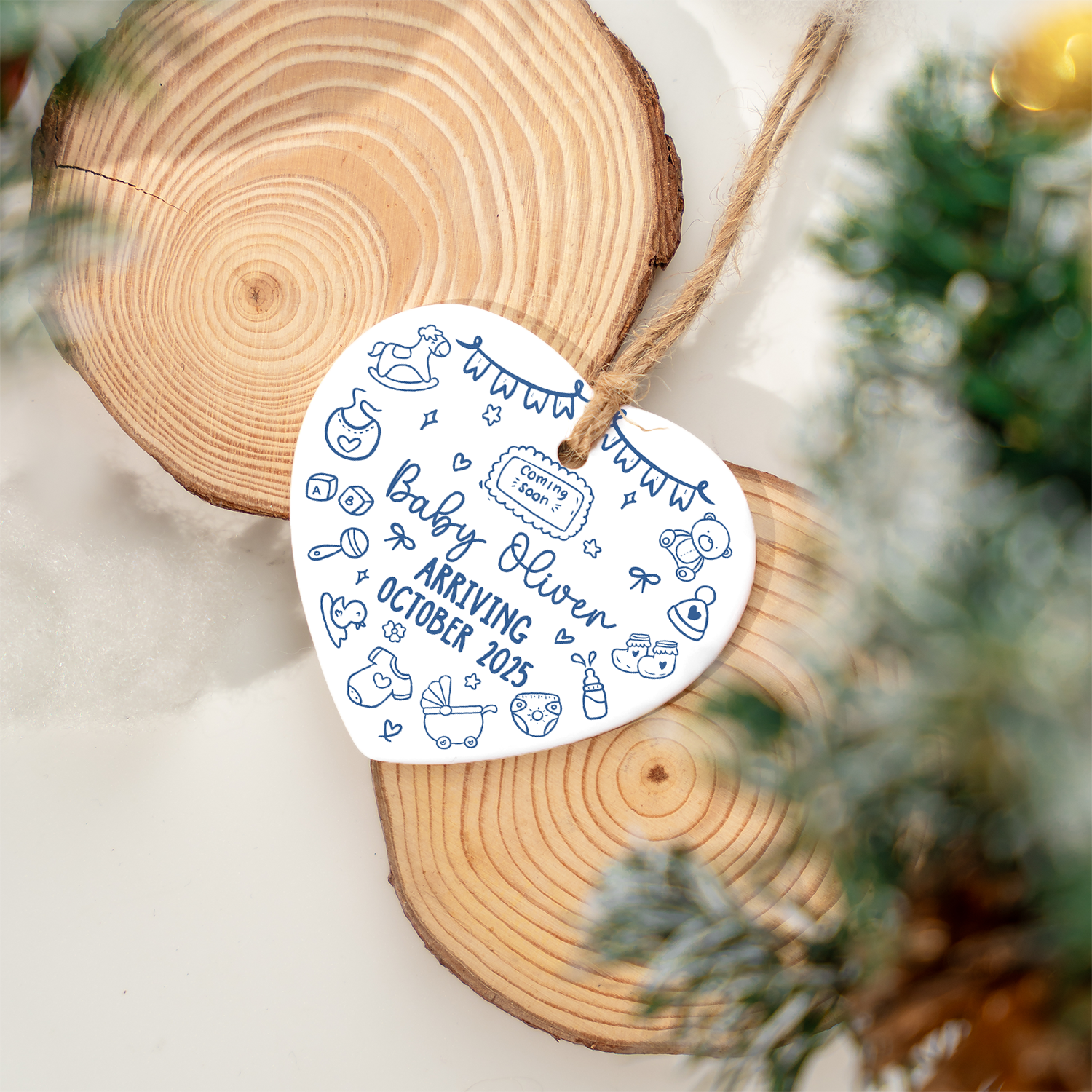 Baby Arrival Personalized Custom Ceramic Ornament