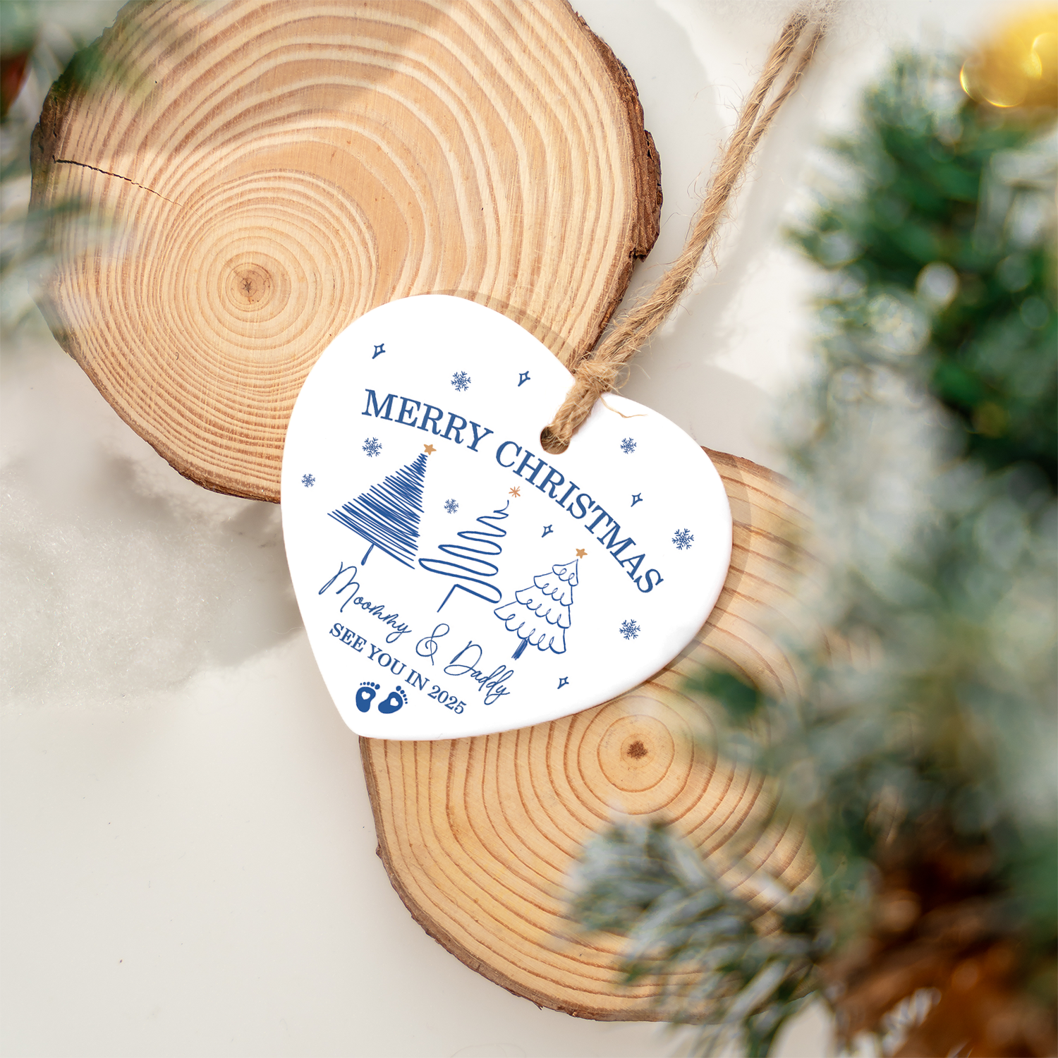 Baby Coming Soon Personalized Custom Ceramic Ornament