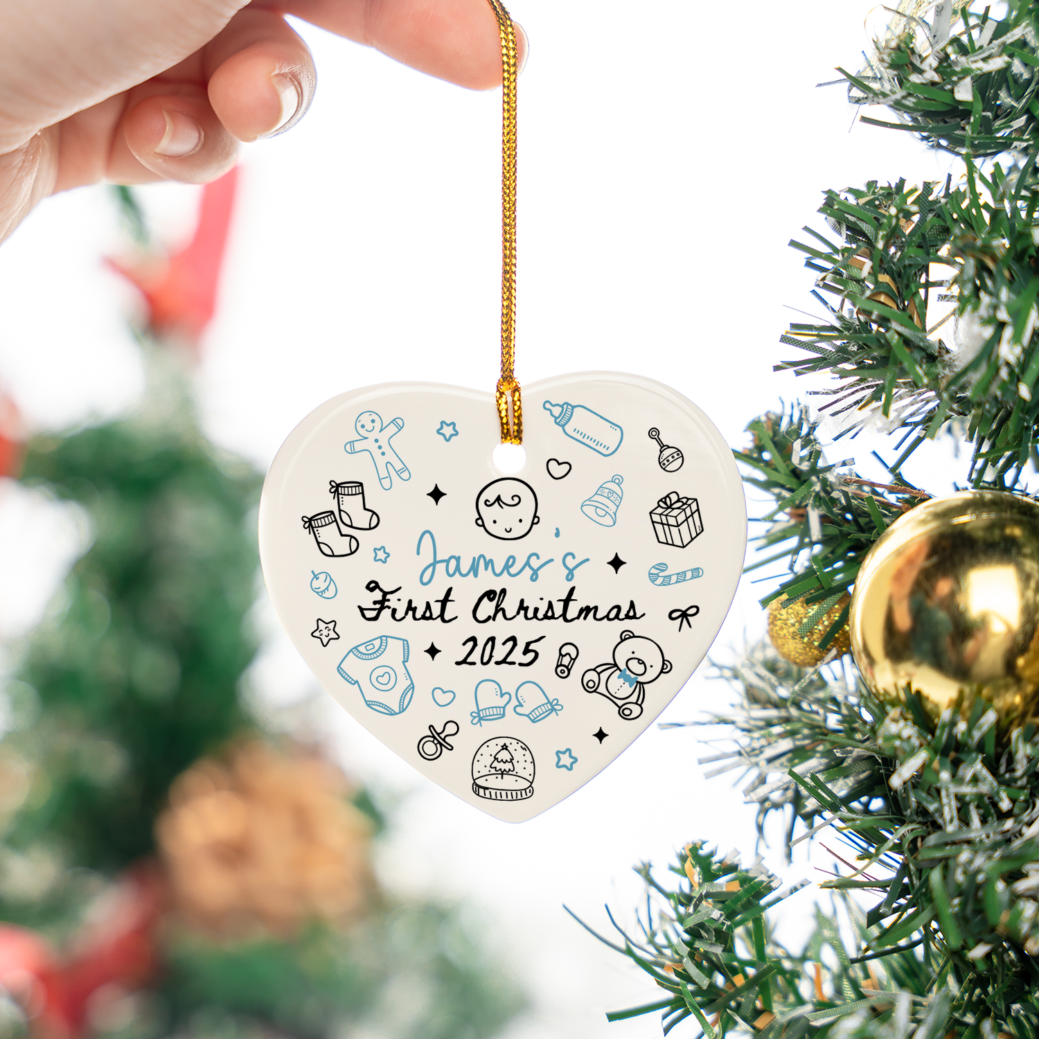 Baby Boy Xmas Personalized Custom Ceramic Ornament