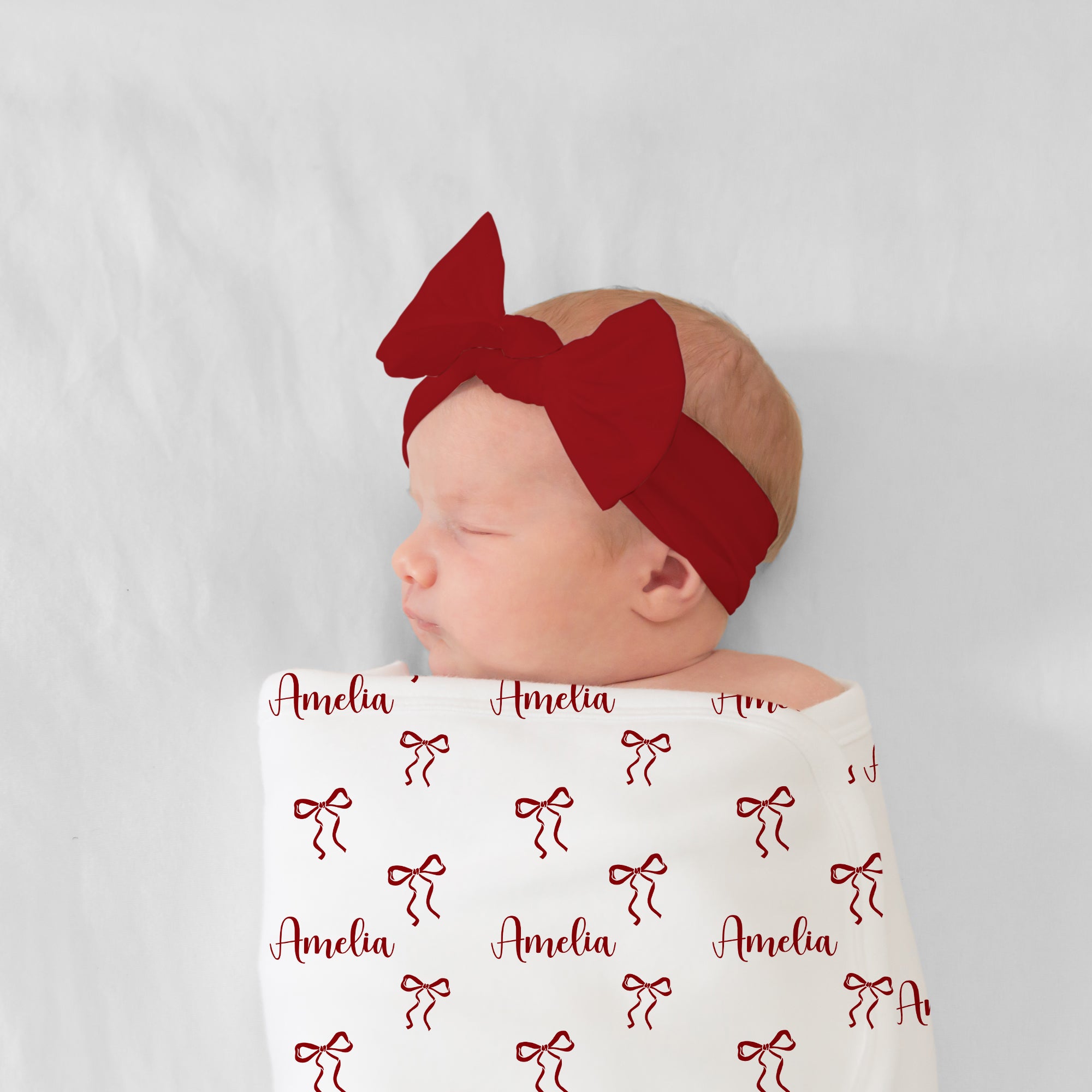 Personalized Bow Headband in Garnet