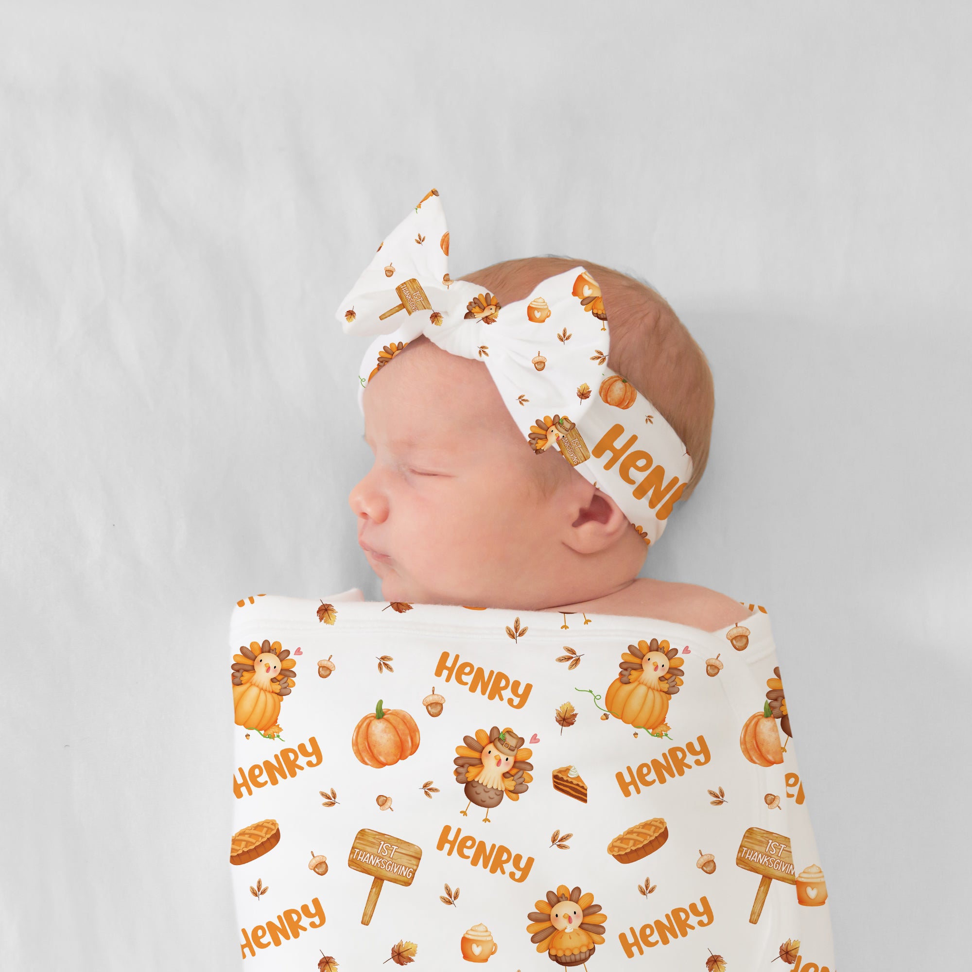 Personalized Blanket in Babe's 1st Thanks Giving