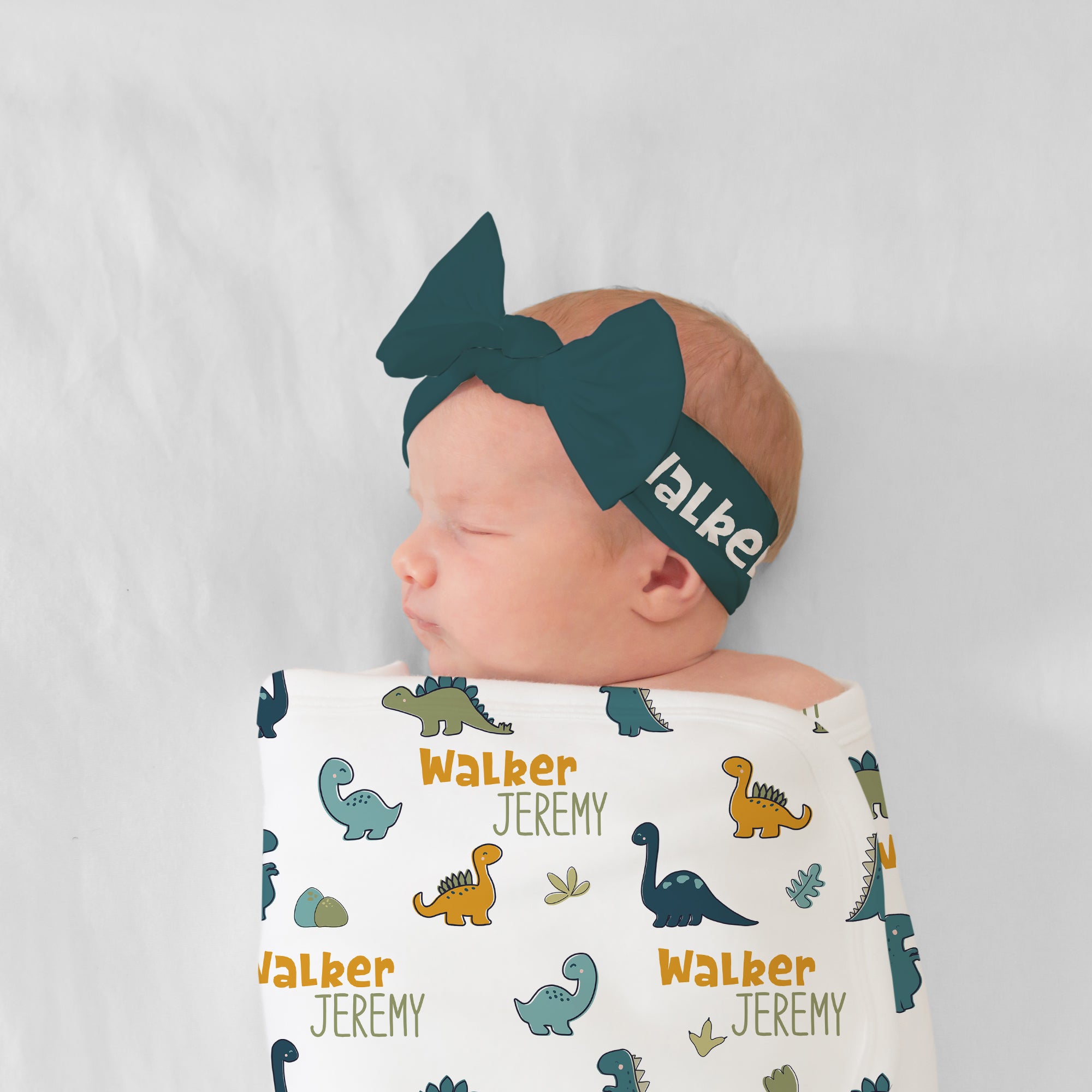 Personalized Bow Headband in Deep Teal