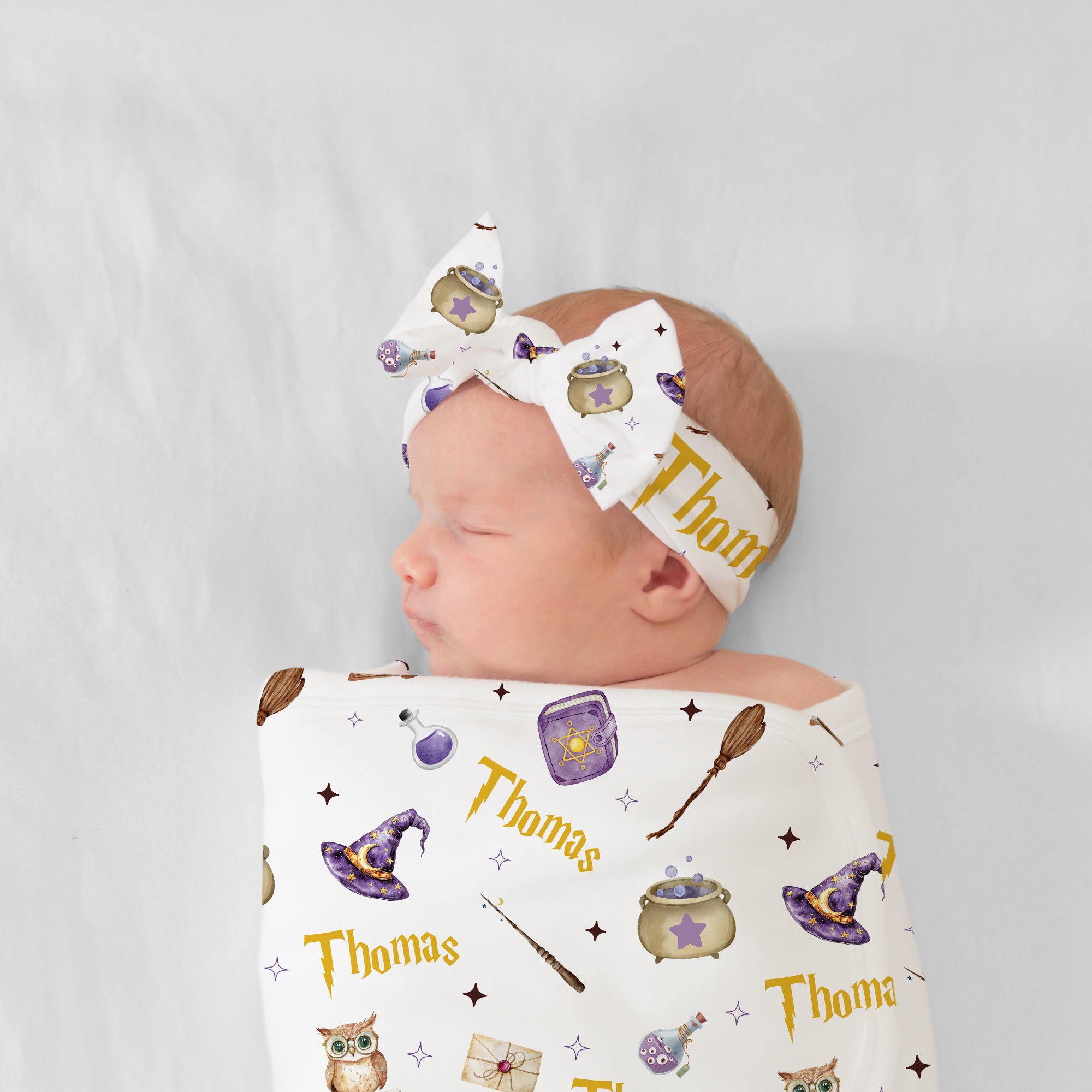 Personalized Bow Headband in Wizard School