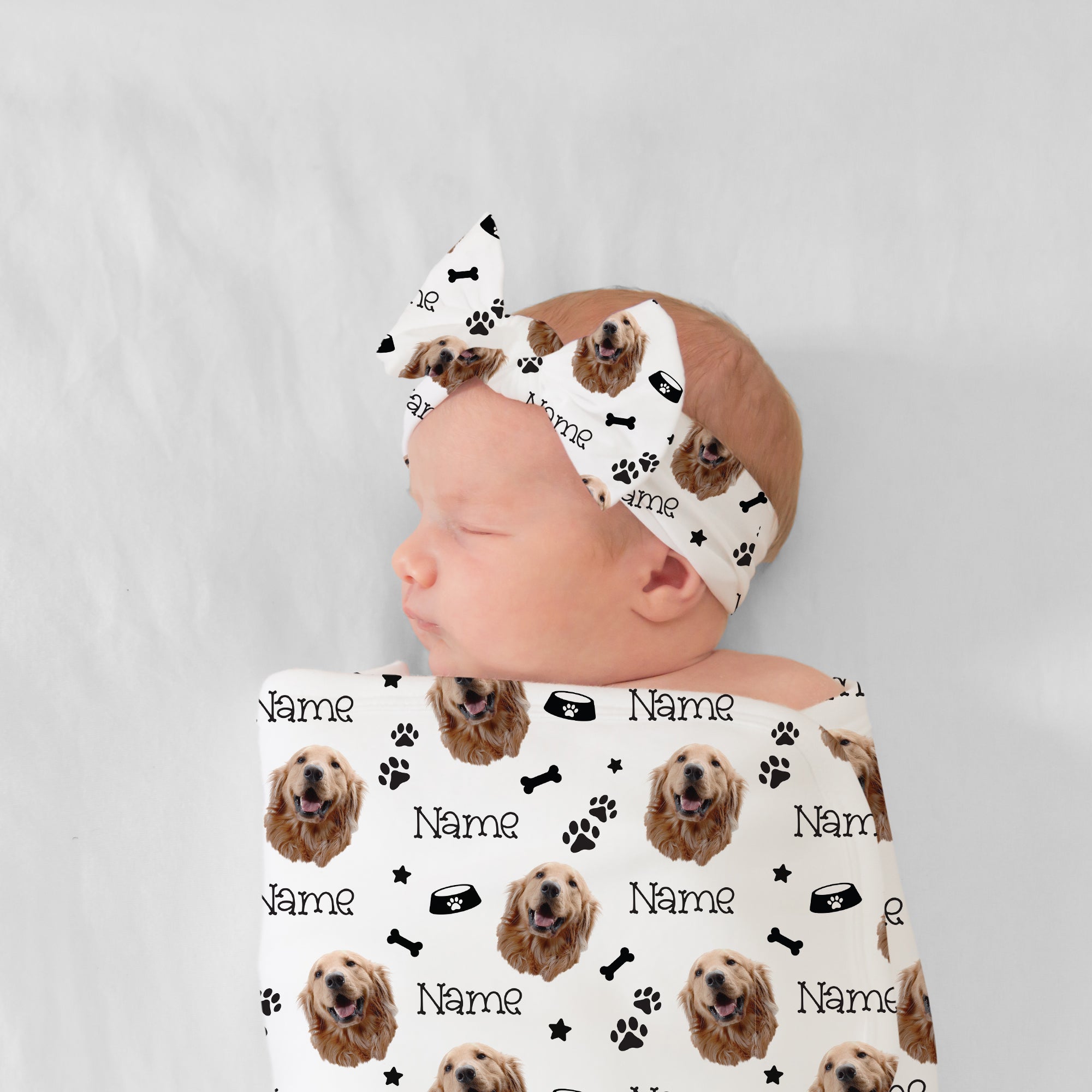 Personalized Bow Headband in Custom Dog Portrait