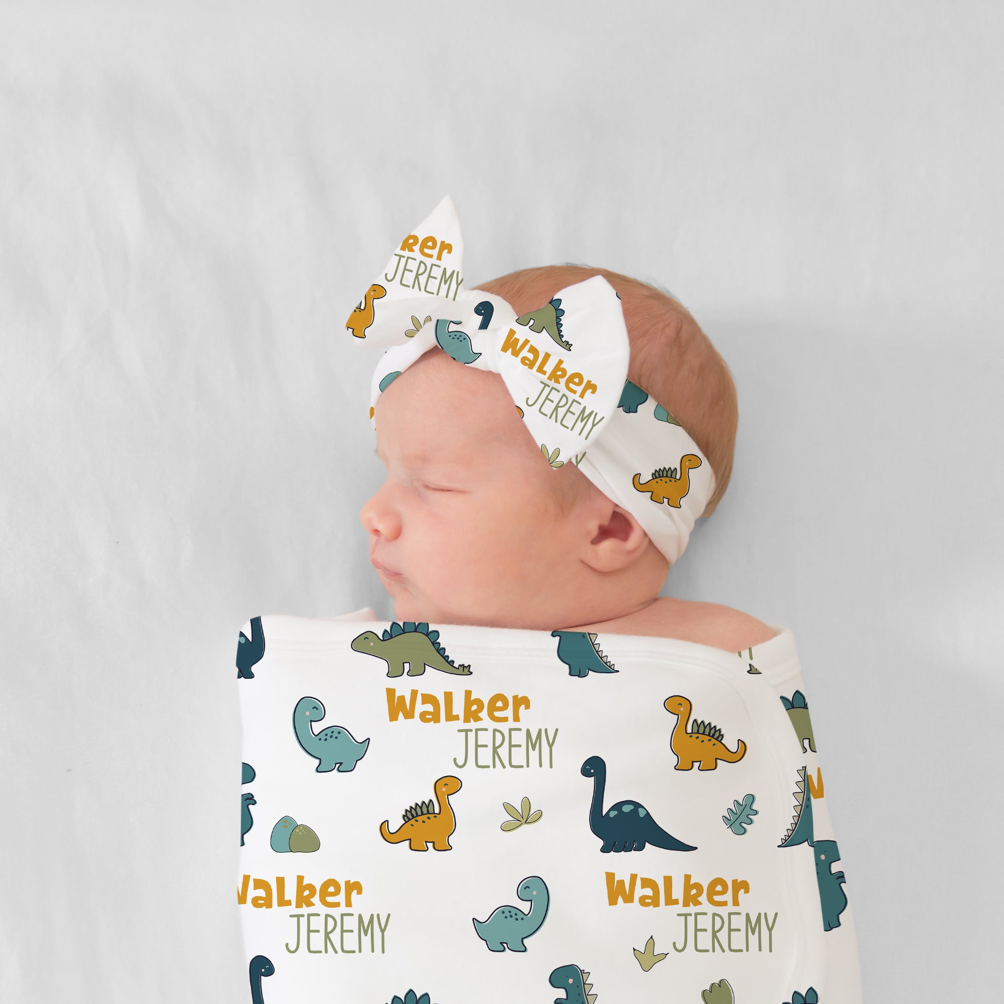 Personalized Bow Headband in Mini Dinosaur