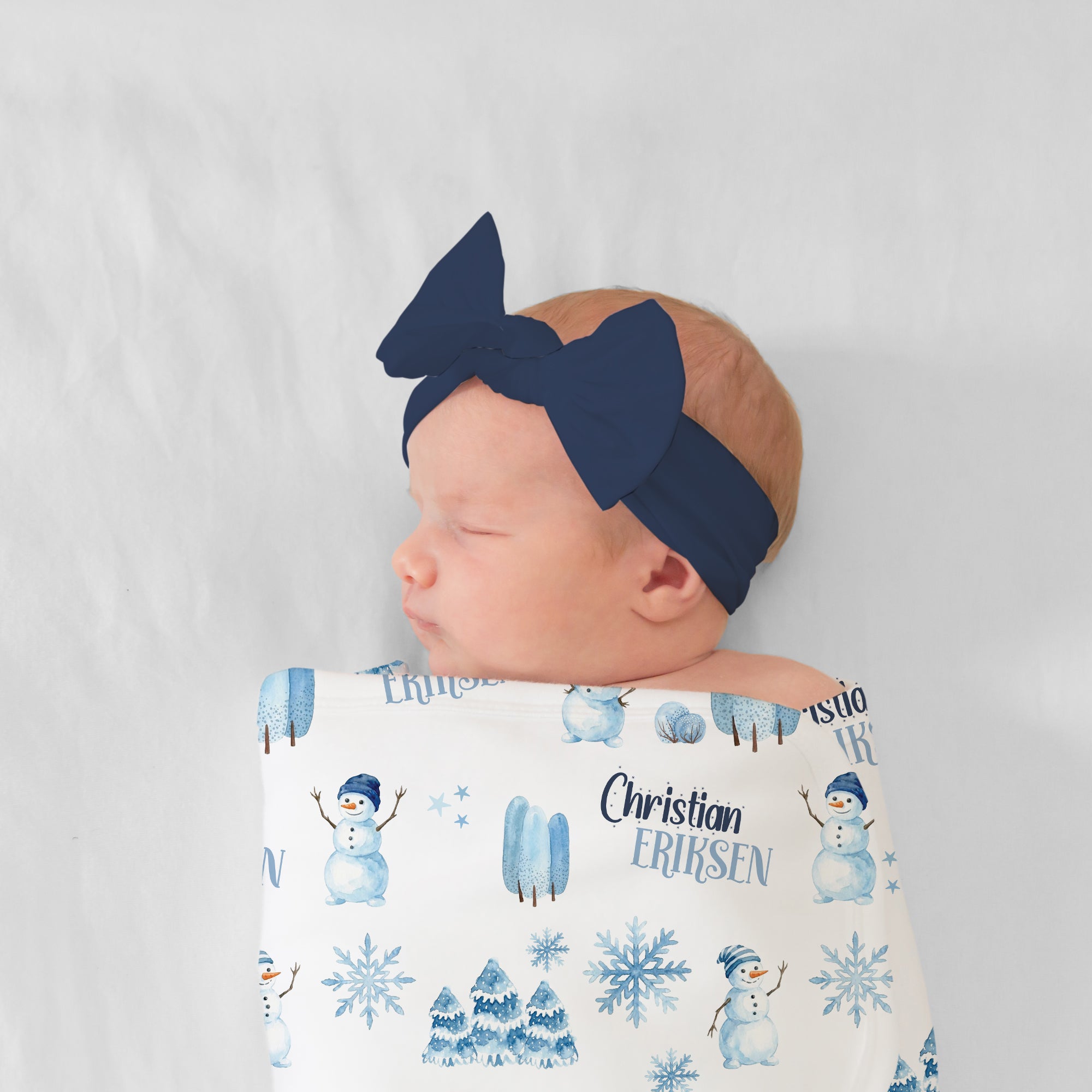 Personalized Bow Headband in Frosty Navy