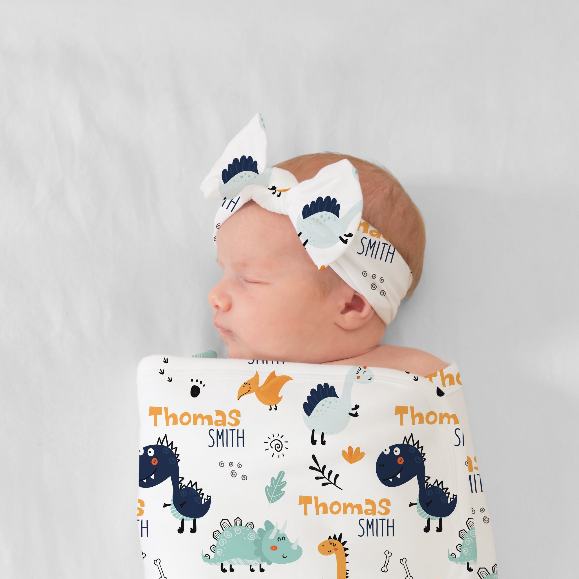 Personalized Bow Headband in Cute Dinosaur