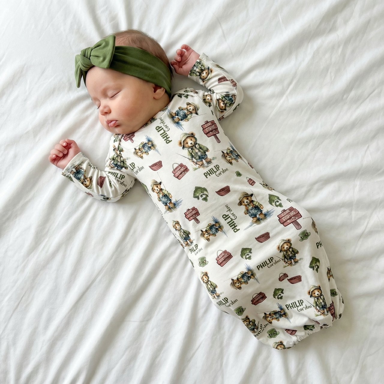 Personalized Sleep Gown in Bear Fishing