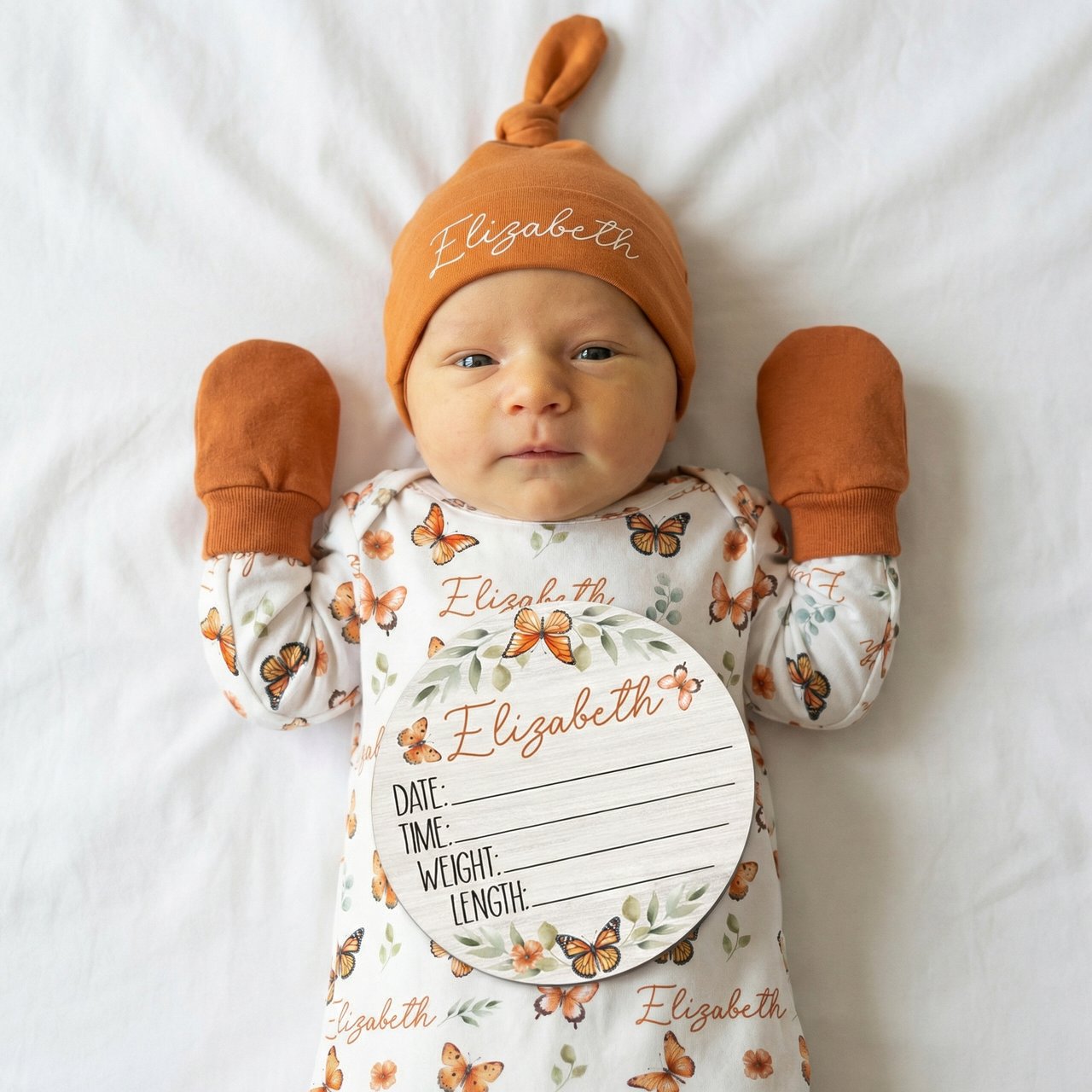 Personalized Sleep Gown in Orange Butterfly