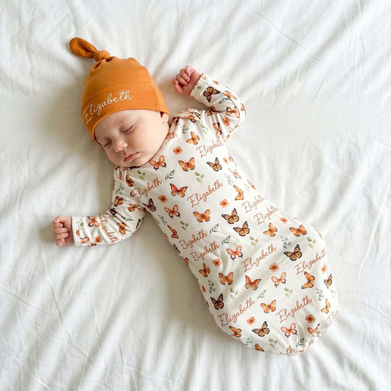 Personalized Sleep Gown in Orange Butterfly