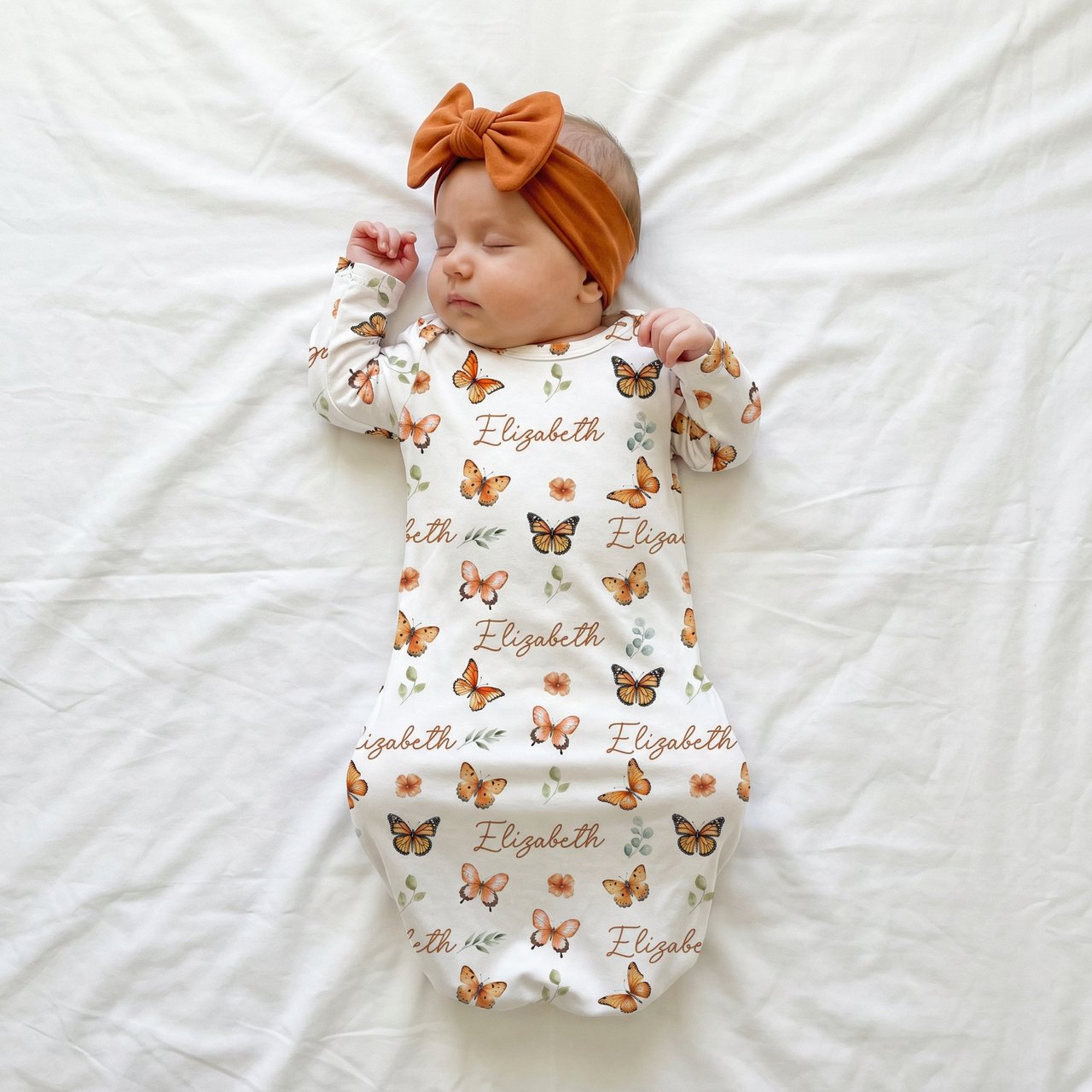 Personalized Sleep Gown in Orange Butterfly