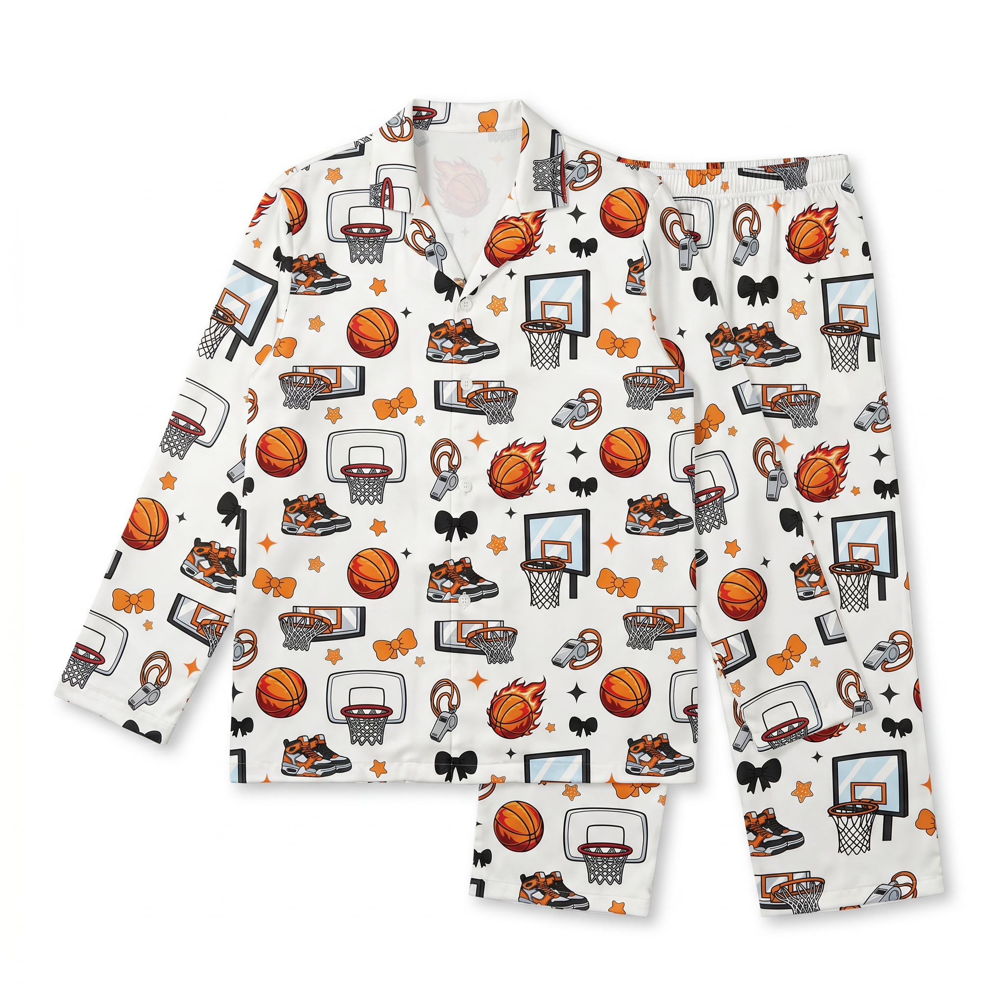 Long-sleeved Men's Pajama Set in Basketball