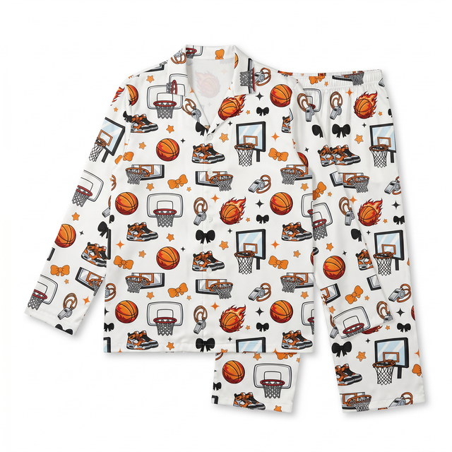 Long-sleeved Men's Pajama Set in Basketball