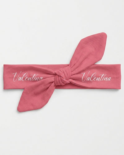 Personalized Knotted Headband in Bloom Pink