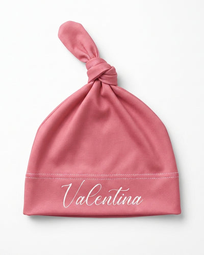 Personalized Knotted Hat in Bloom Pink