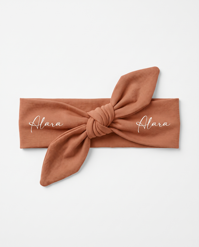 Personalized Knotted Headband in Tan