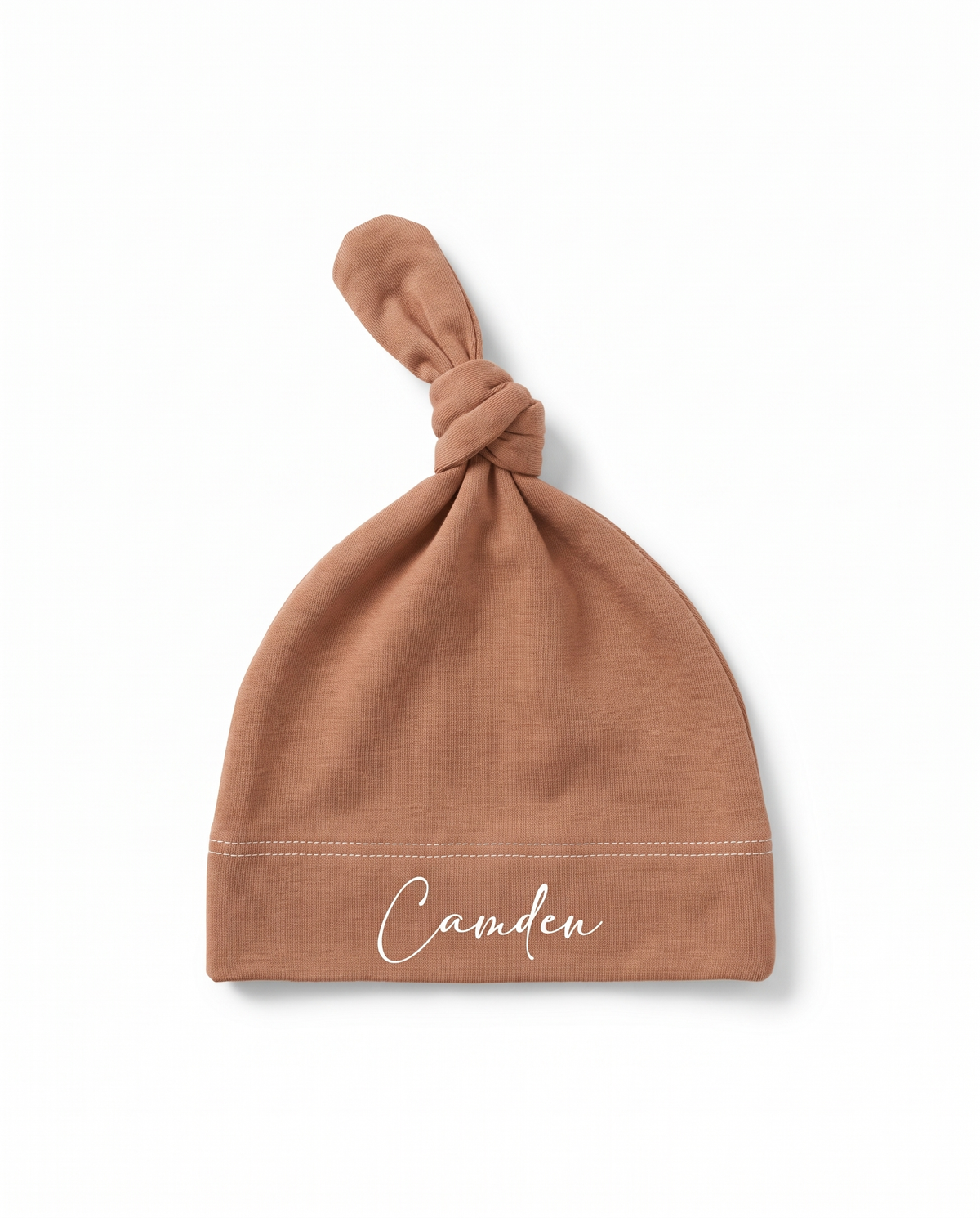 Personalized Knotted Hat in Tan