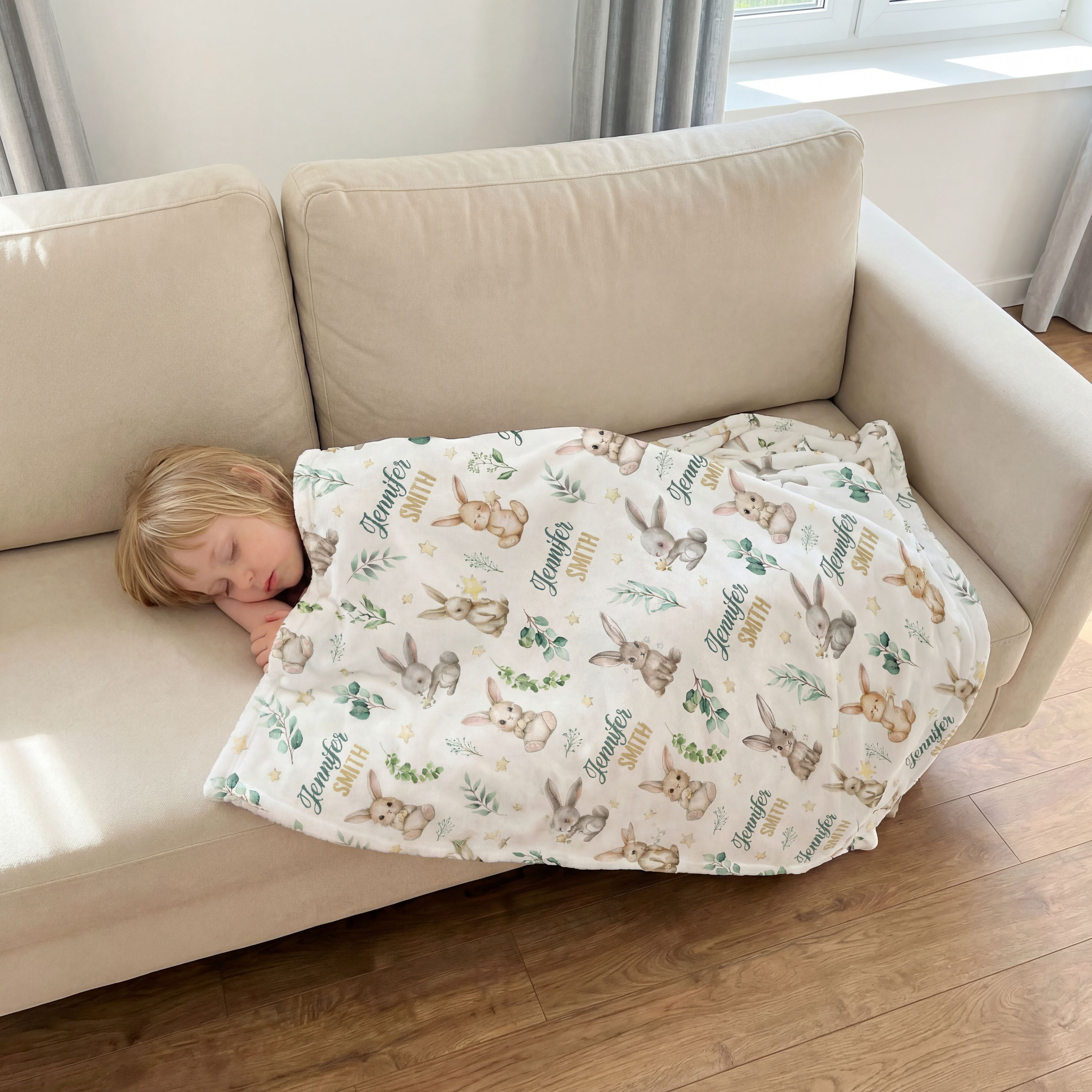 Personalized Blanket in Bunny Garden