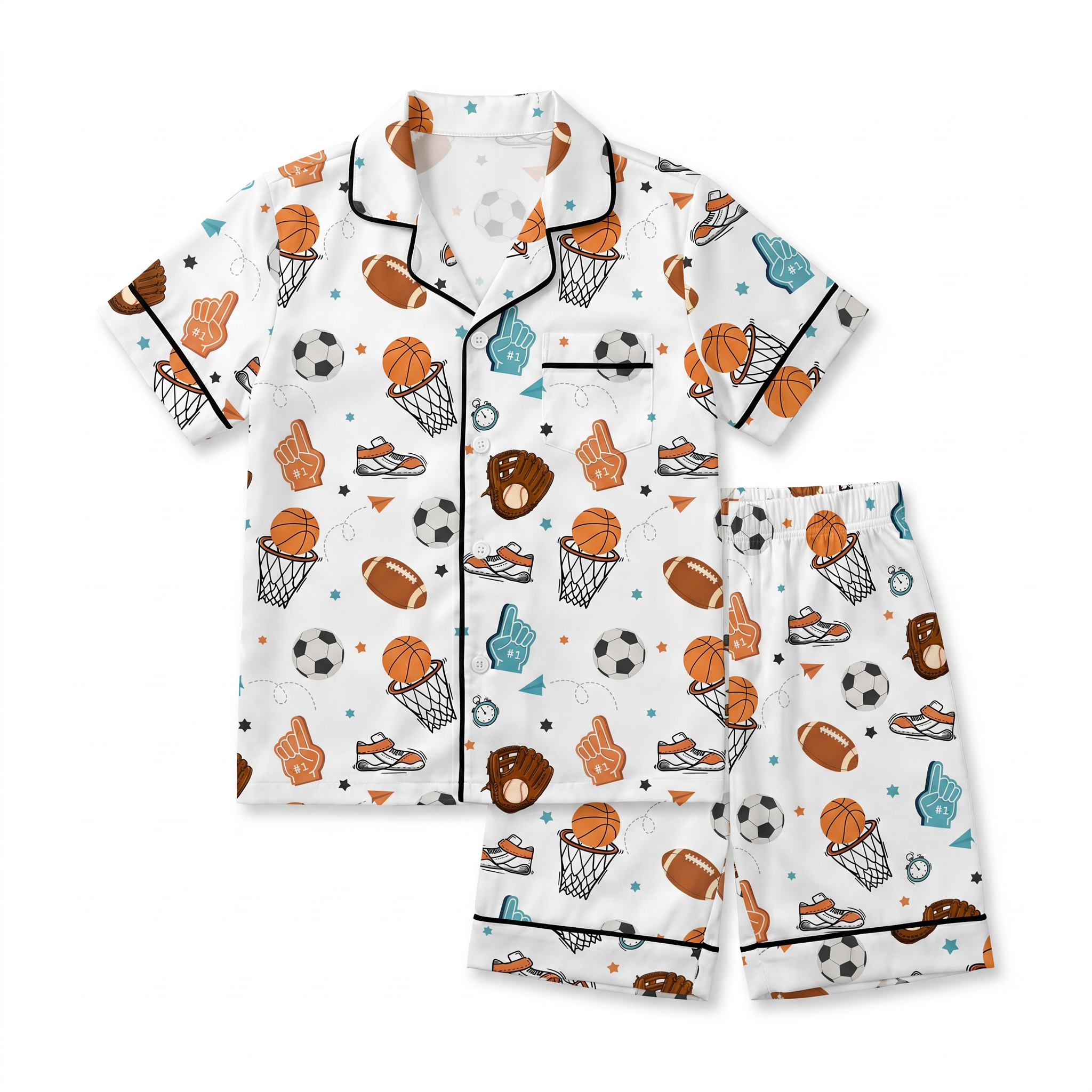 Short-sleeved Kid's Pajama Set in Half Time