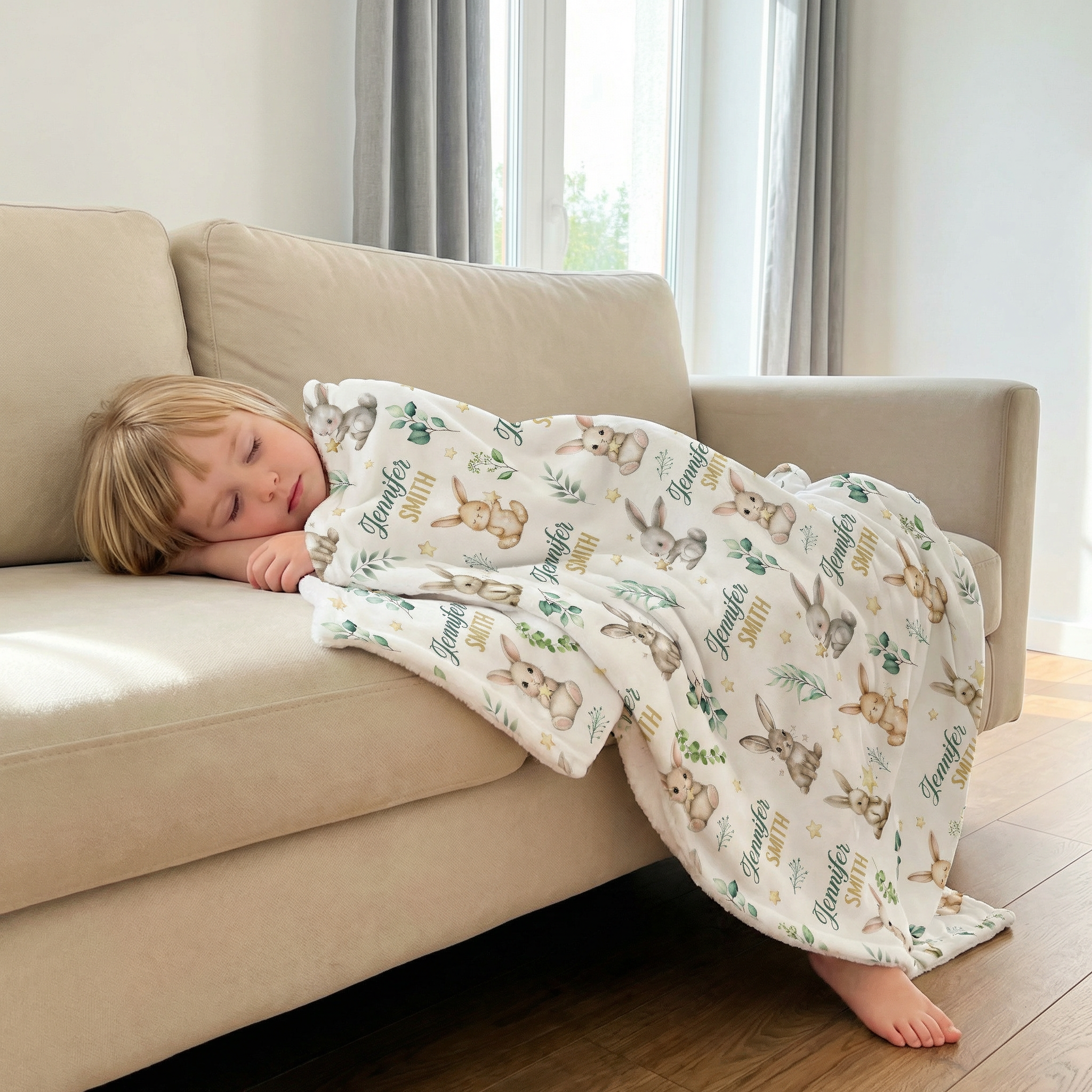 Personalized Blanket in Bunny Garden