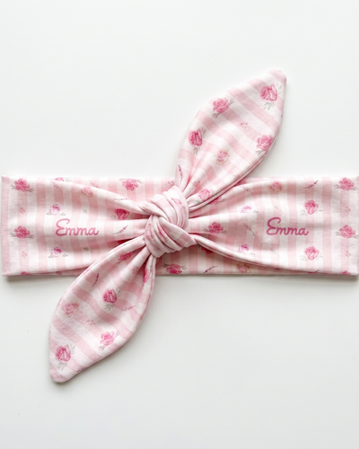 Personalized Knotted Headband in Rosy