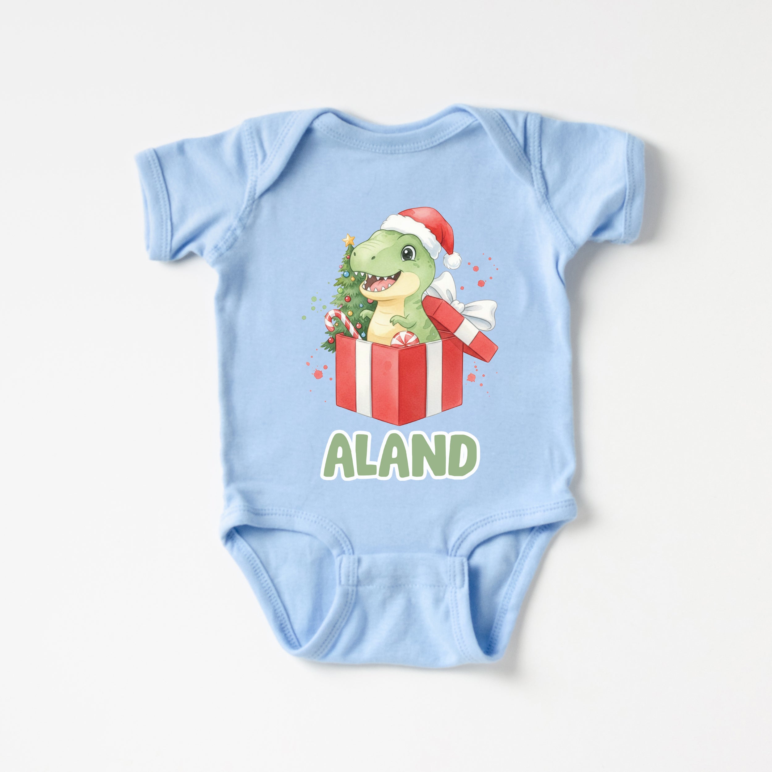 Personalized Graphic Bodysuit in Dinosaur's Christmas