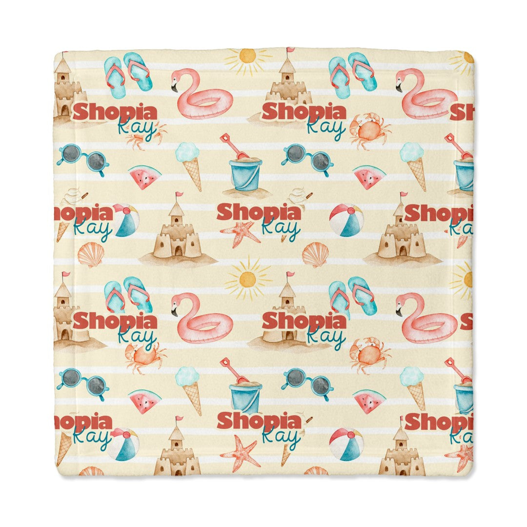 Summer Beach Personalized Lovey Blanket