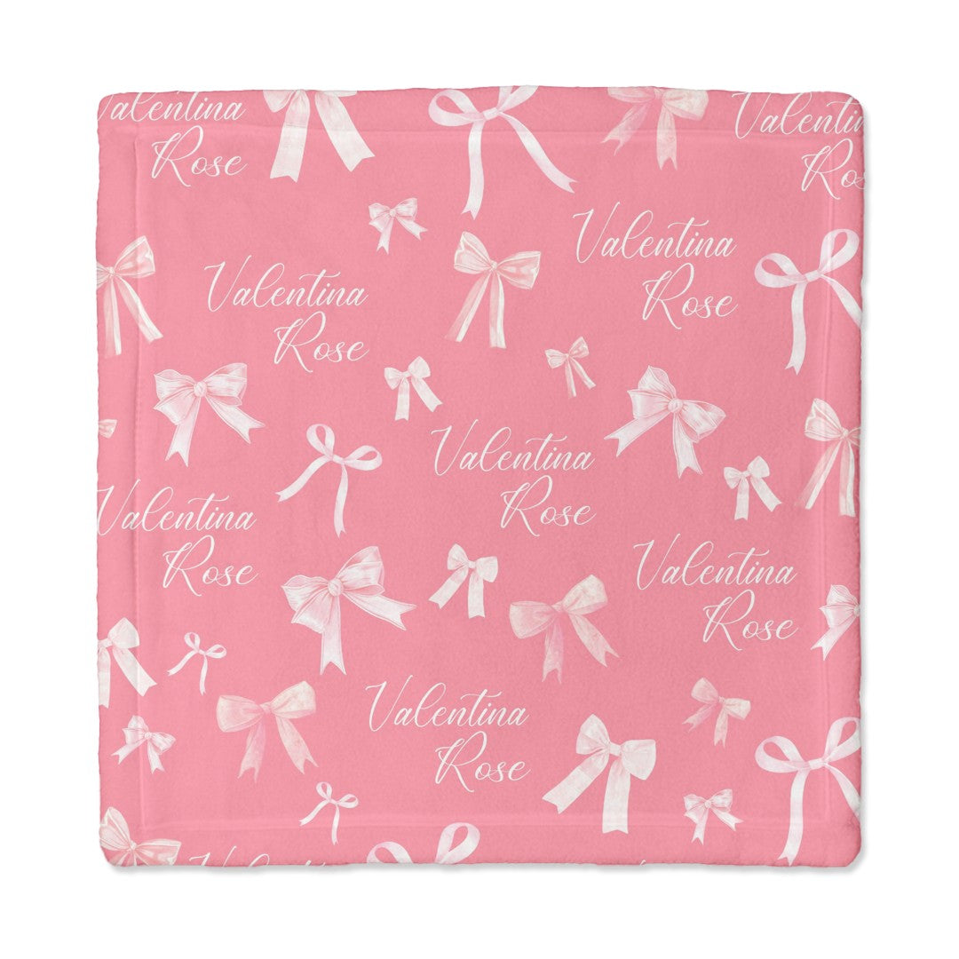 Personalized Lovey Blanket in Pink Coquette Bow