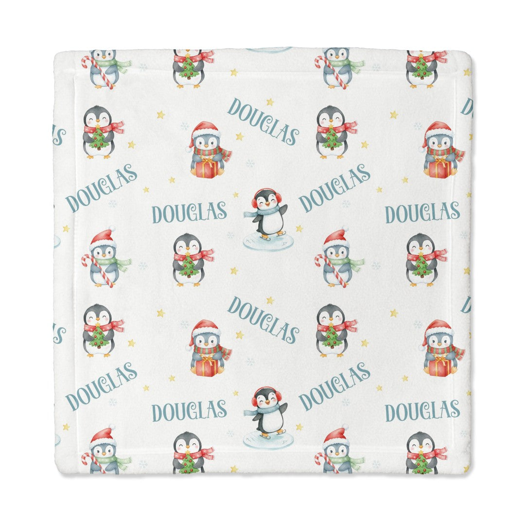 Snow Penguin Personalized Lovey Blanket
