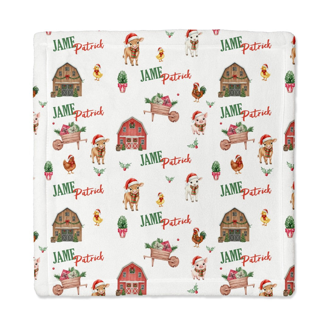 Xmas Farm Personalized Lovey Blanket