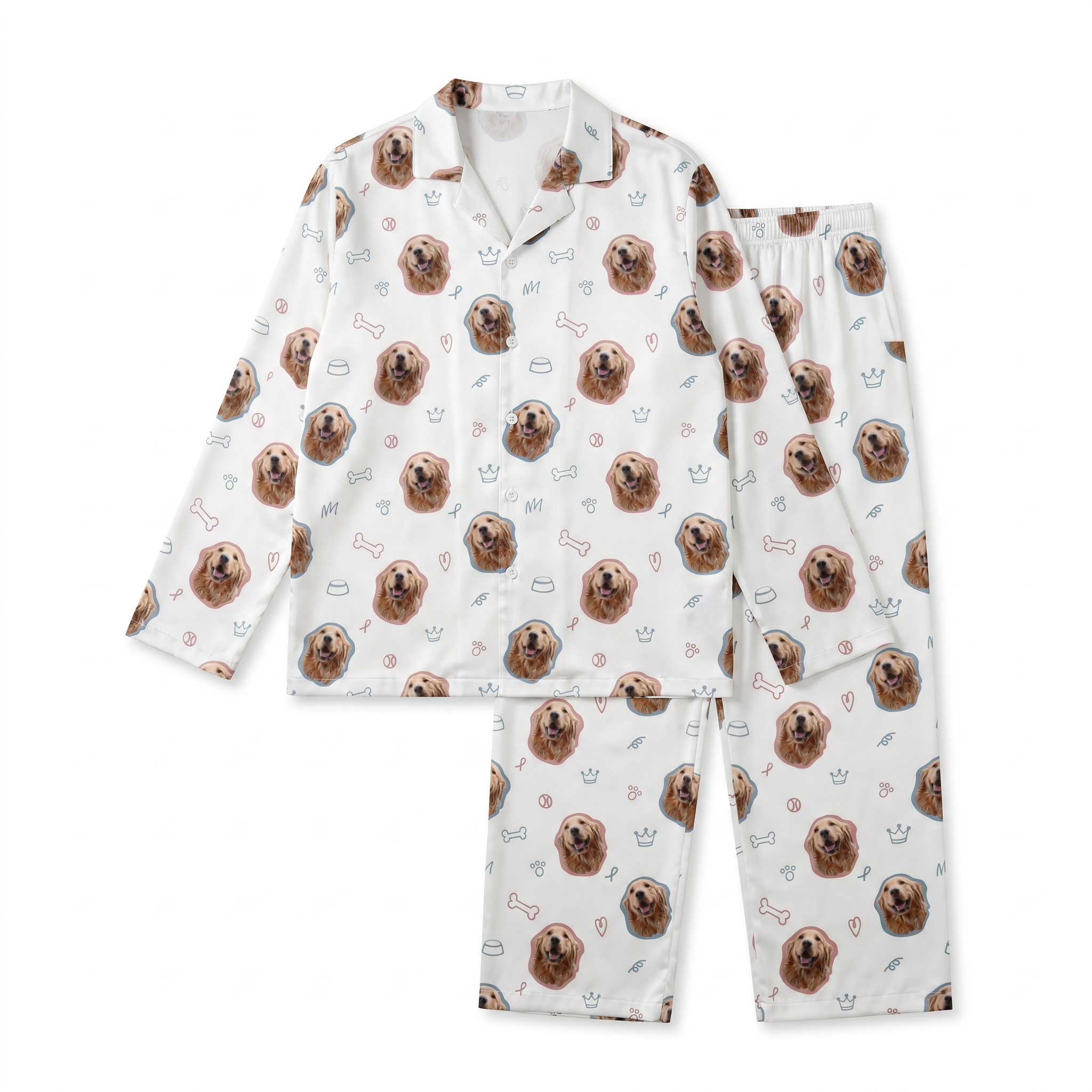 Long-Sleeved Men's Pajama Set in Puppy Portrait