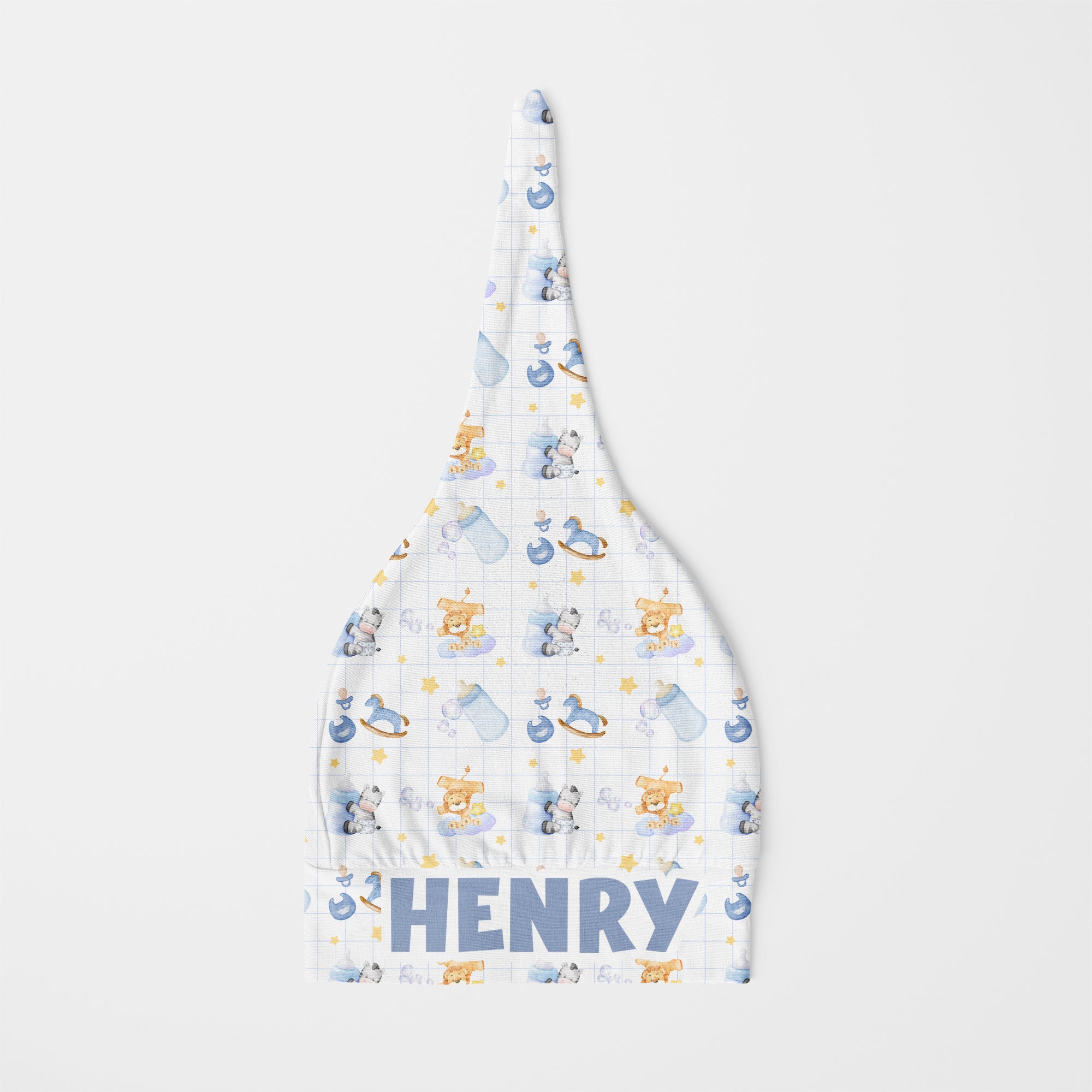 Personalized Knotted Hat in Blue Milk Drunk