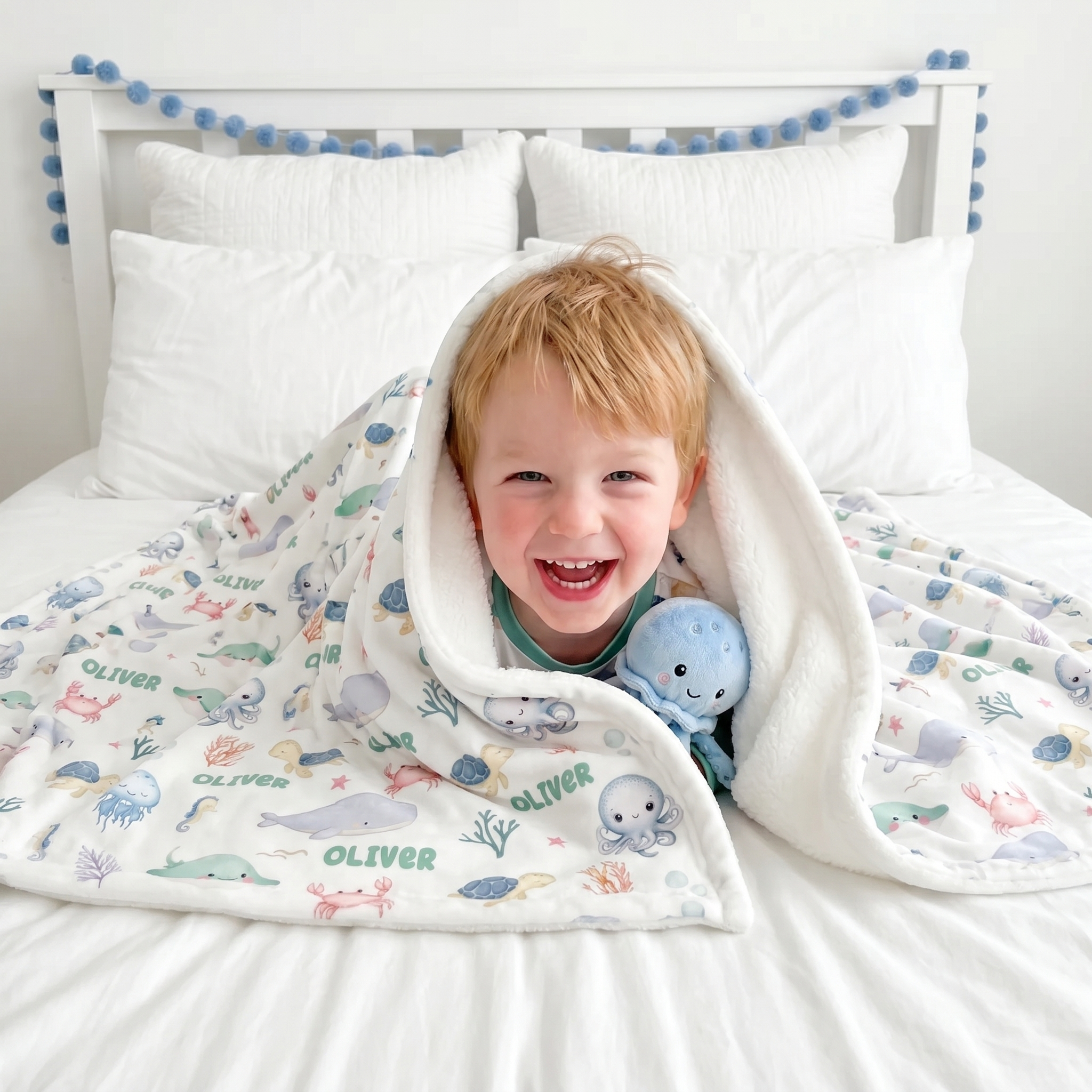Personalized Blanket in Sea Animals