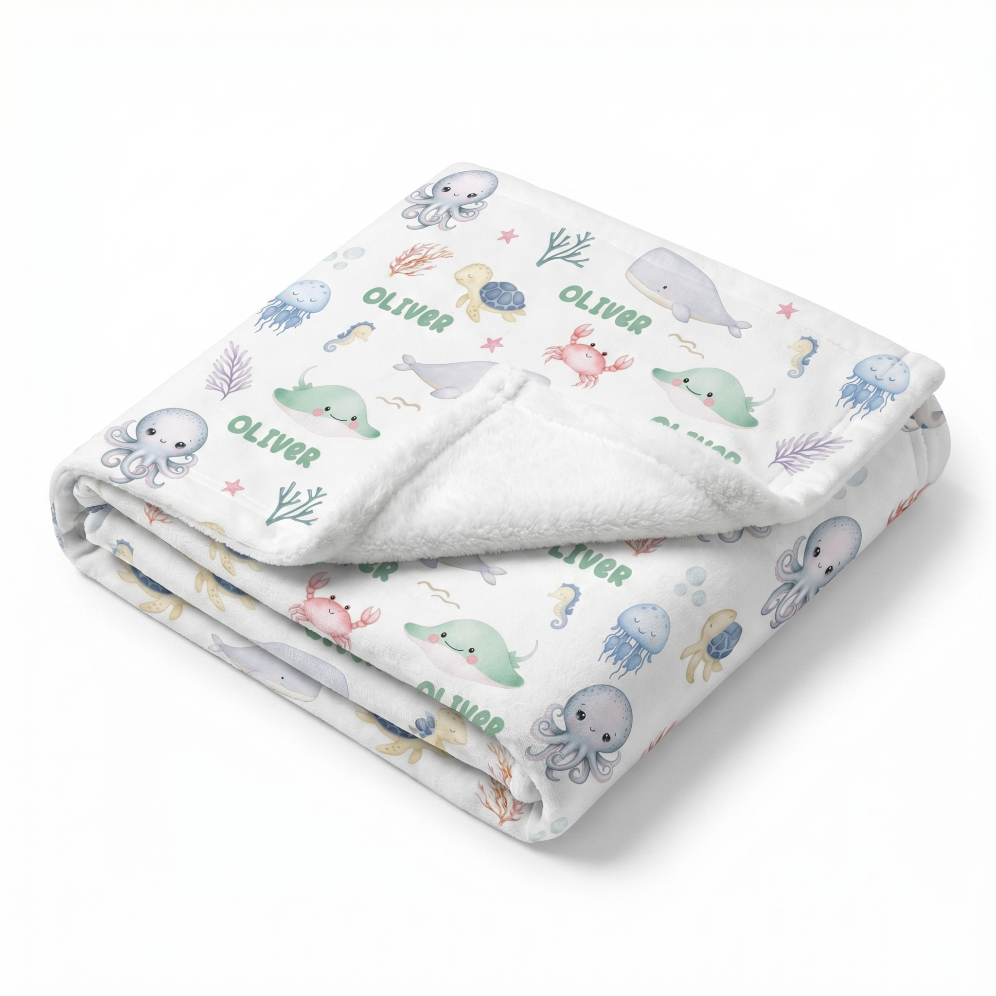 Personalized Blanket in Sea Animals