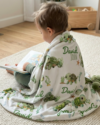 Personalized Blanket in Sea Turtle