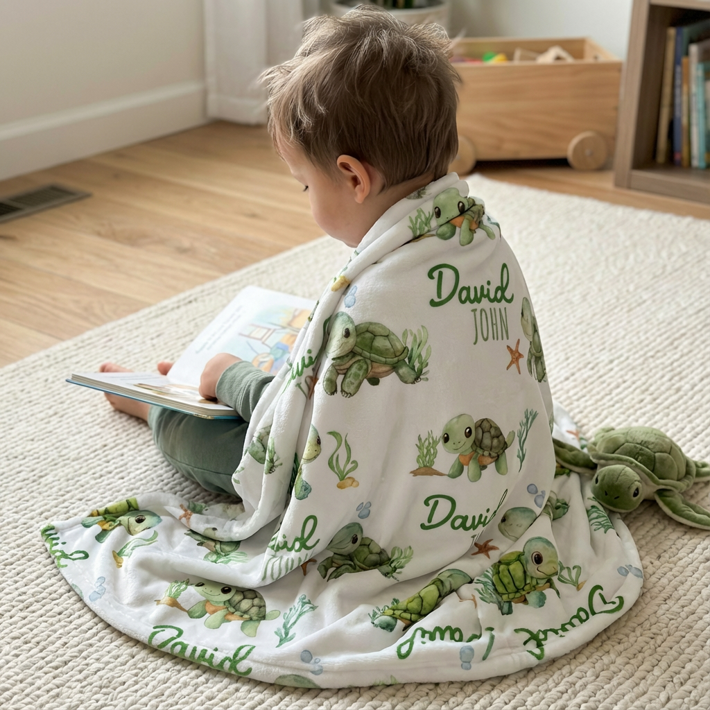 Personalized Blanket in Sea Turtle