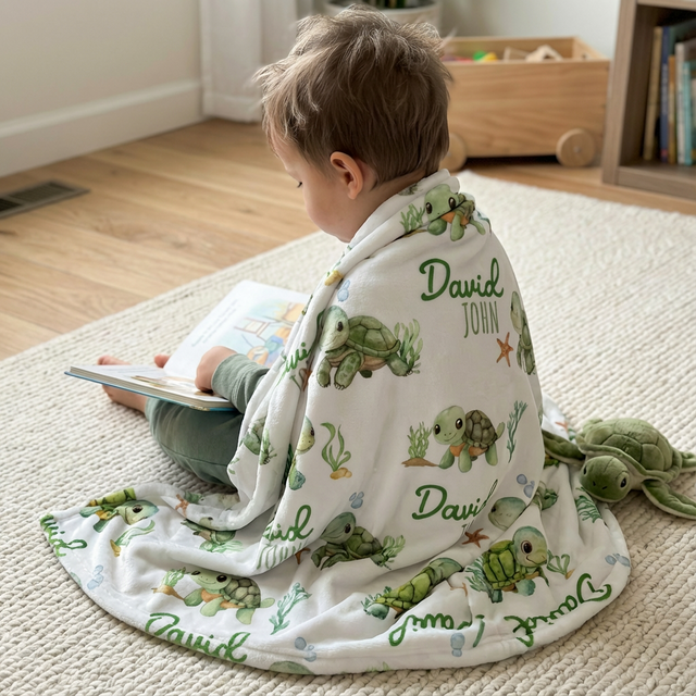 Personalized Blanket in Sea Turtle
