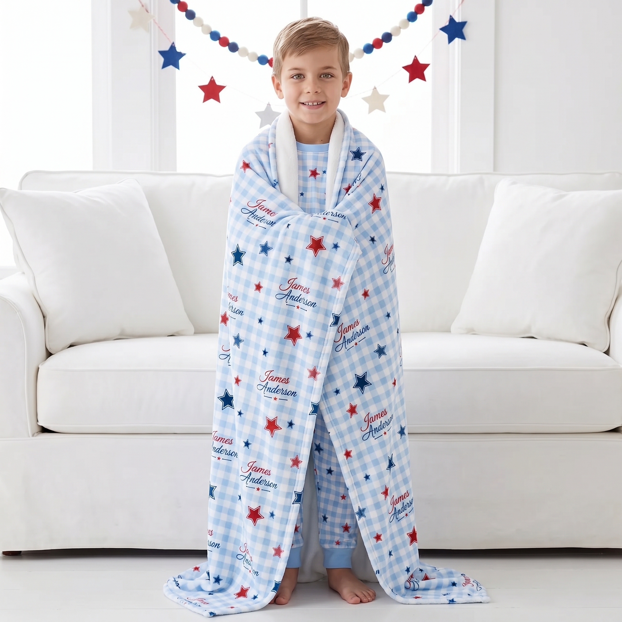 Personalized Blankets in Red, Blue and Star