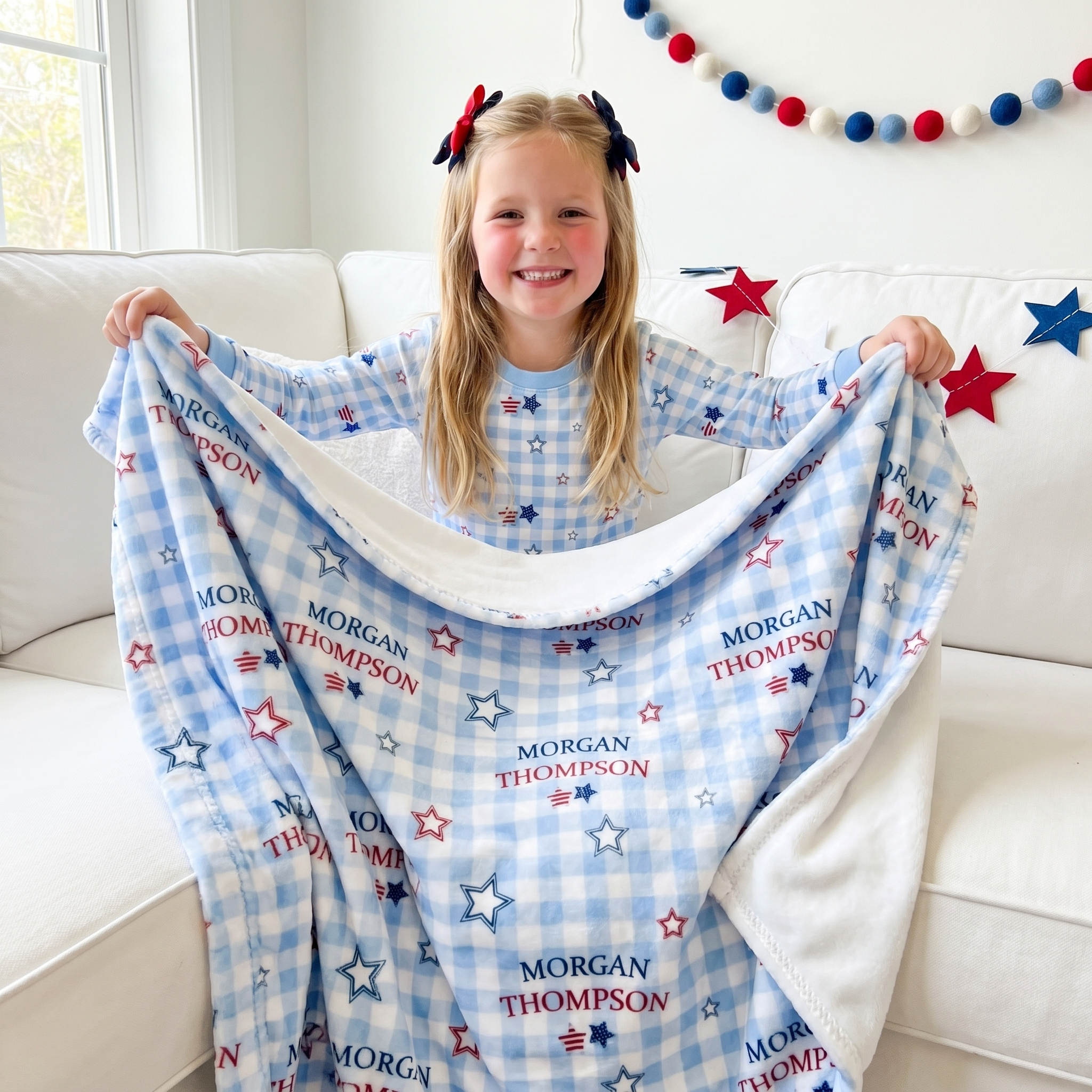 Personalized Blankets in Star-Spangled Sky
