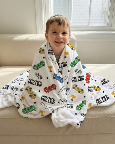 Personalized Blanket in Pit Crew