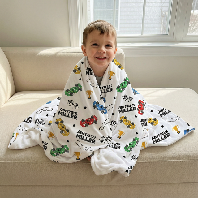 Personalized Blanket in Pit Crew