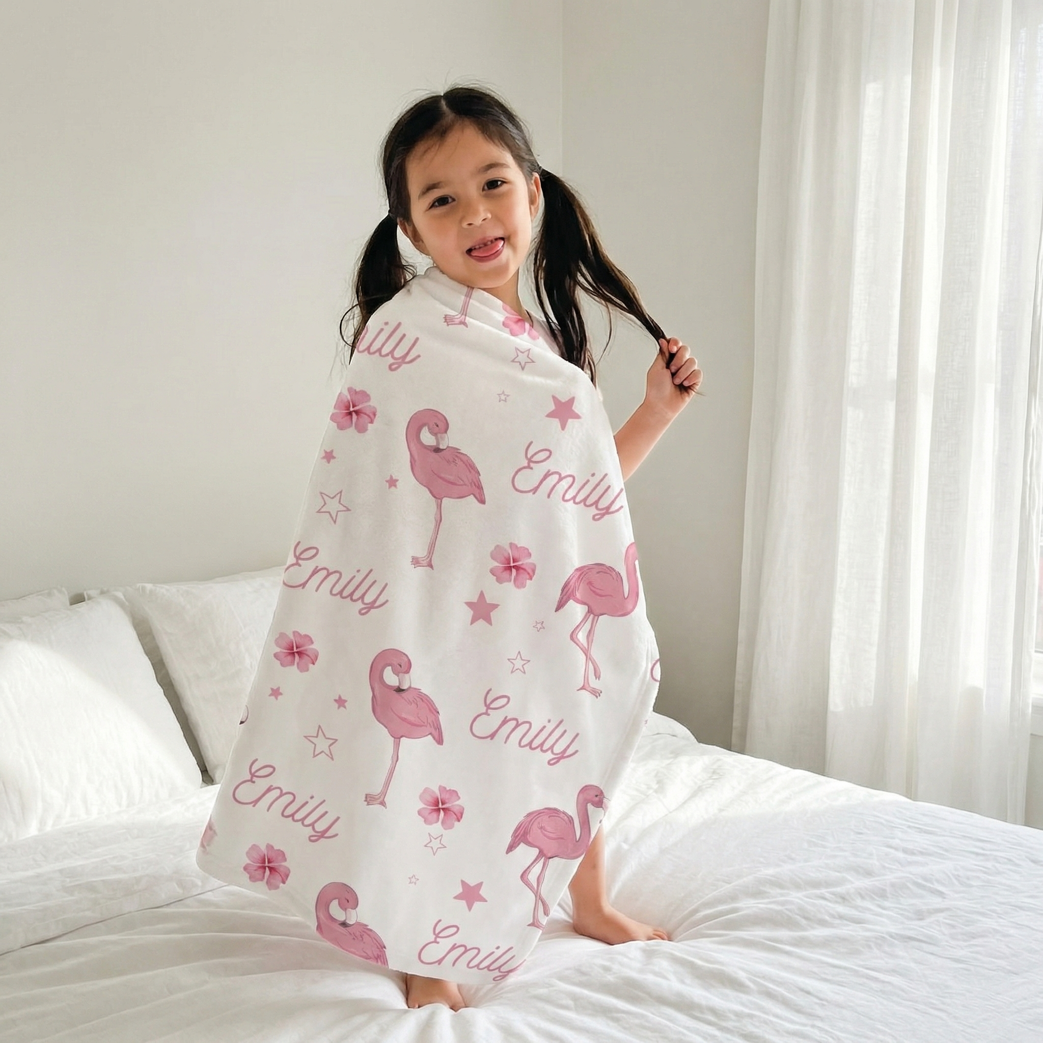 Personalized Blanket in Flamingo
