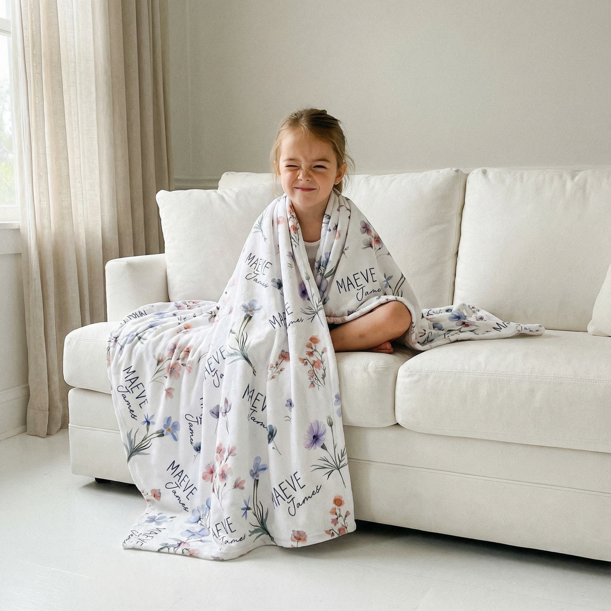 Personalized Blanket in Pretty Wildflower