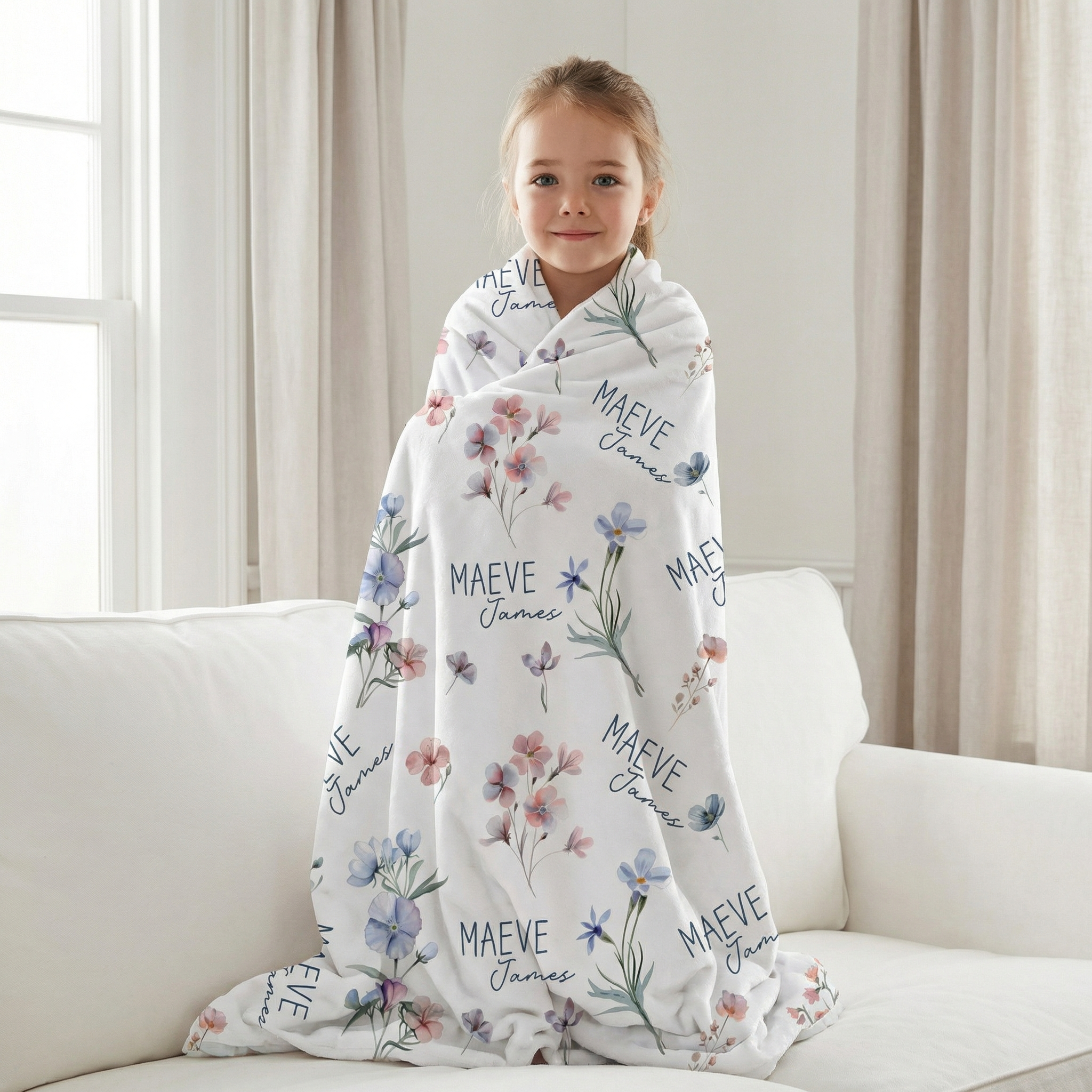 Personalized Blanket in Pretty Wildflower