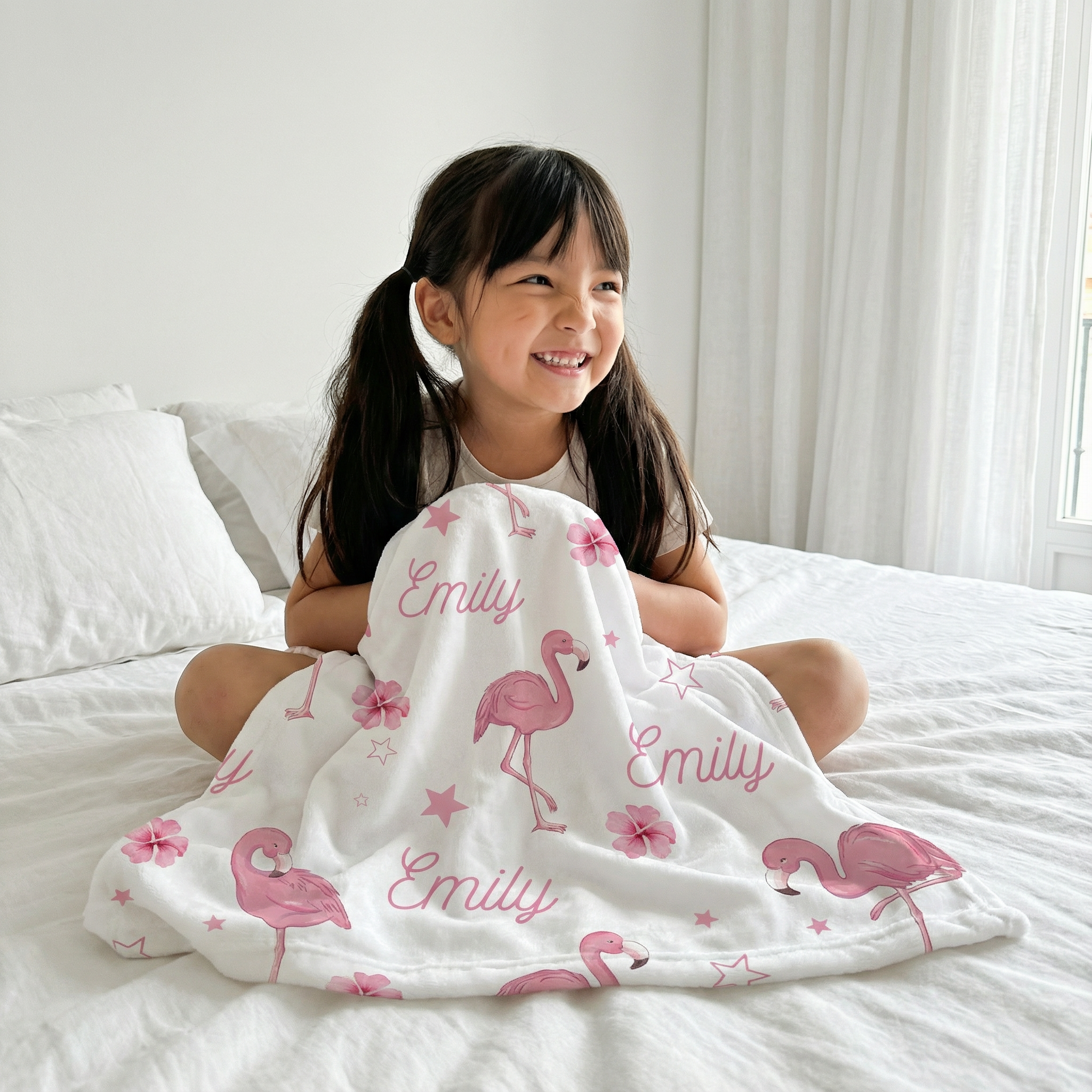 Personalized Blanket in Flamingo