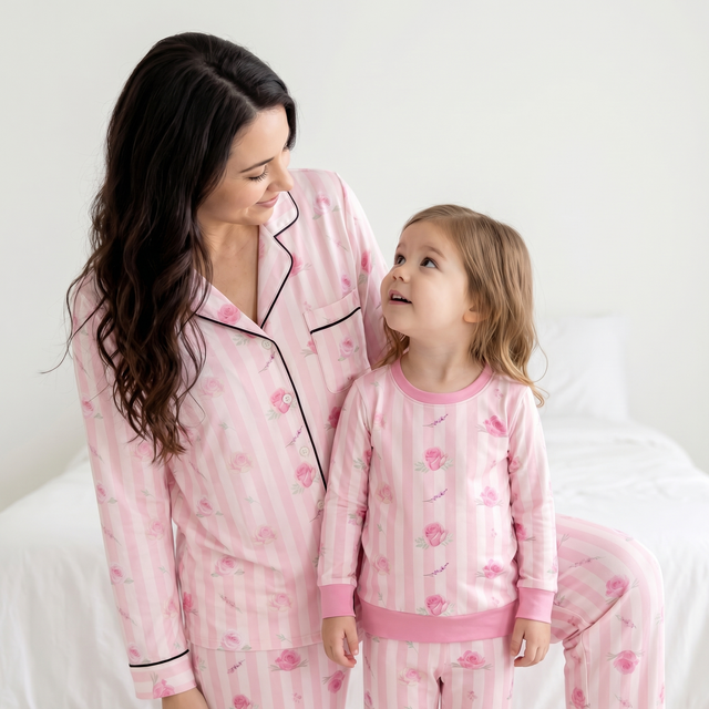 Long-Sleeved Women's Pajama Set in Rosy