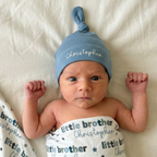 Personalized Knotted Hat in Blue Haze