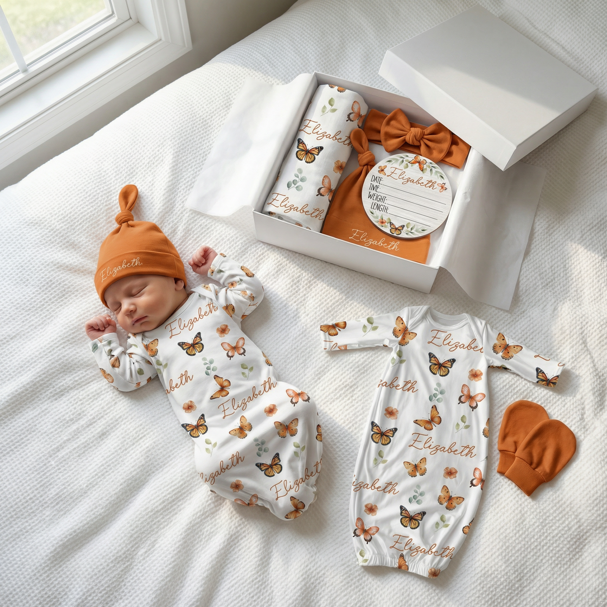 The Ultimate Baby Gift Set in Orange Butterfly