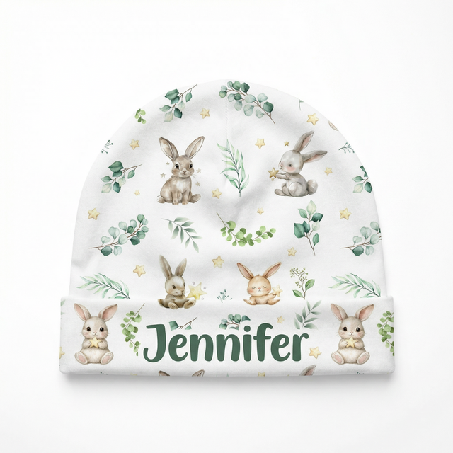 Personalized Beanie in Bunny Garden